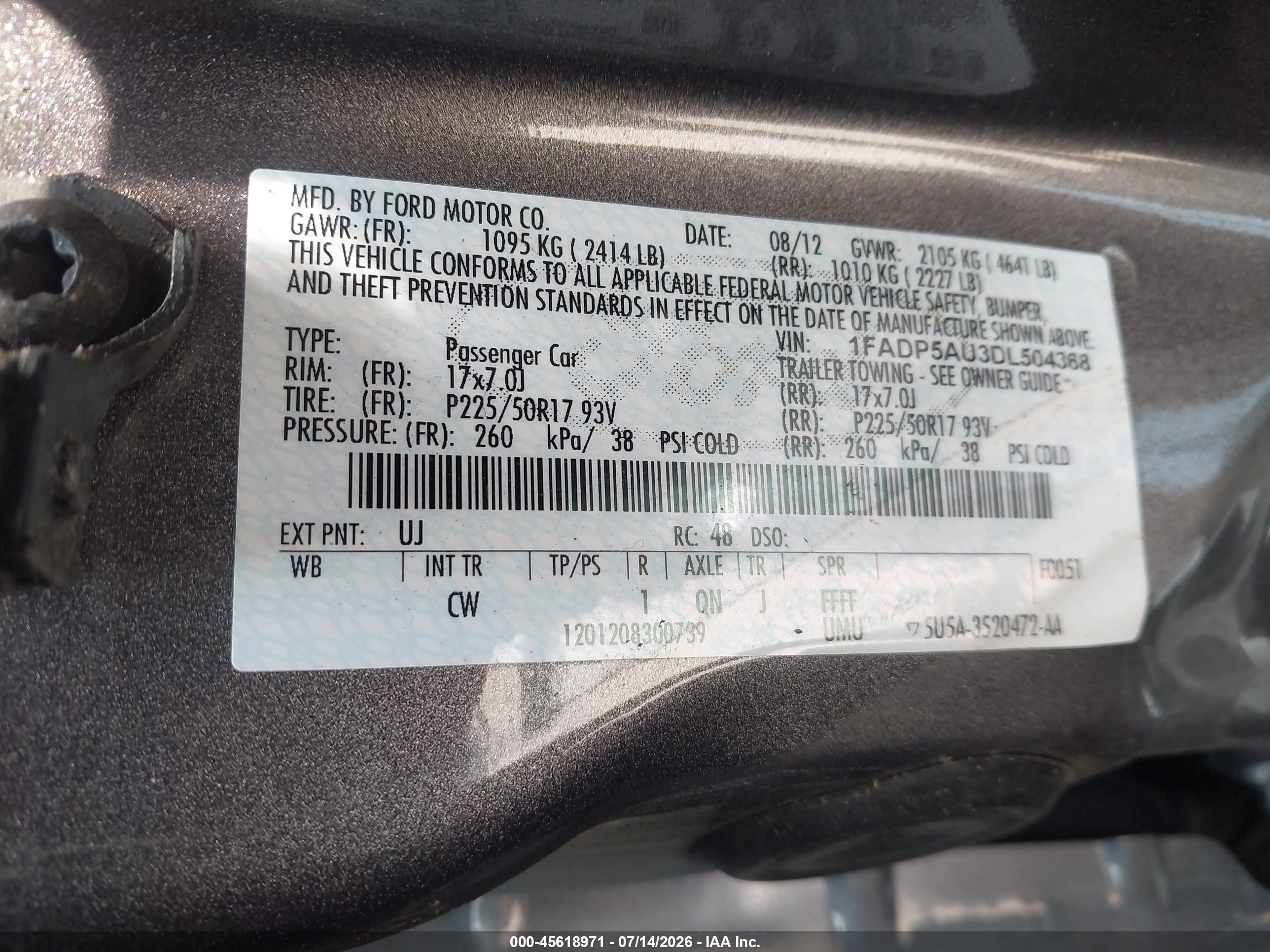2013 Ford C-max Hybrid Se Gray vin: 1FADP5AU3DL504368