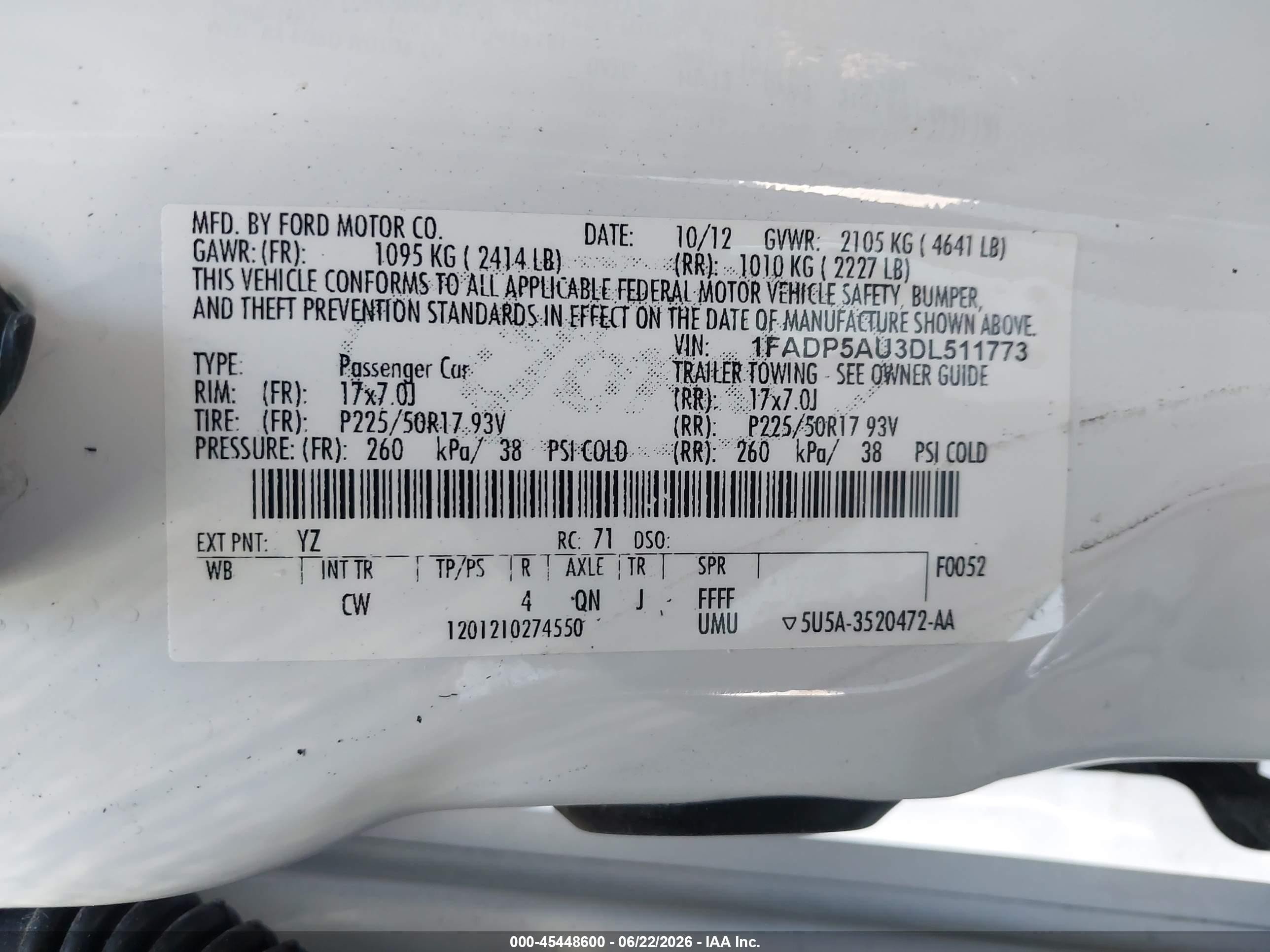 2013 Ford C-max Hybrid Se White vin: 1FADP5AU3DL511773