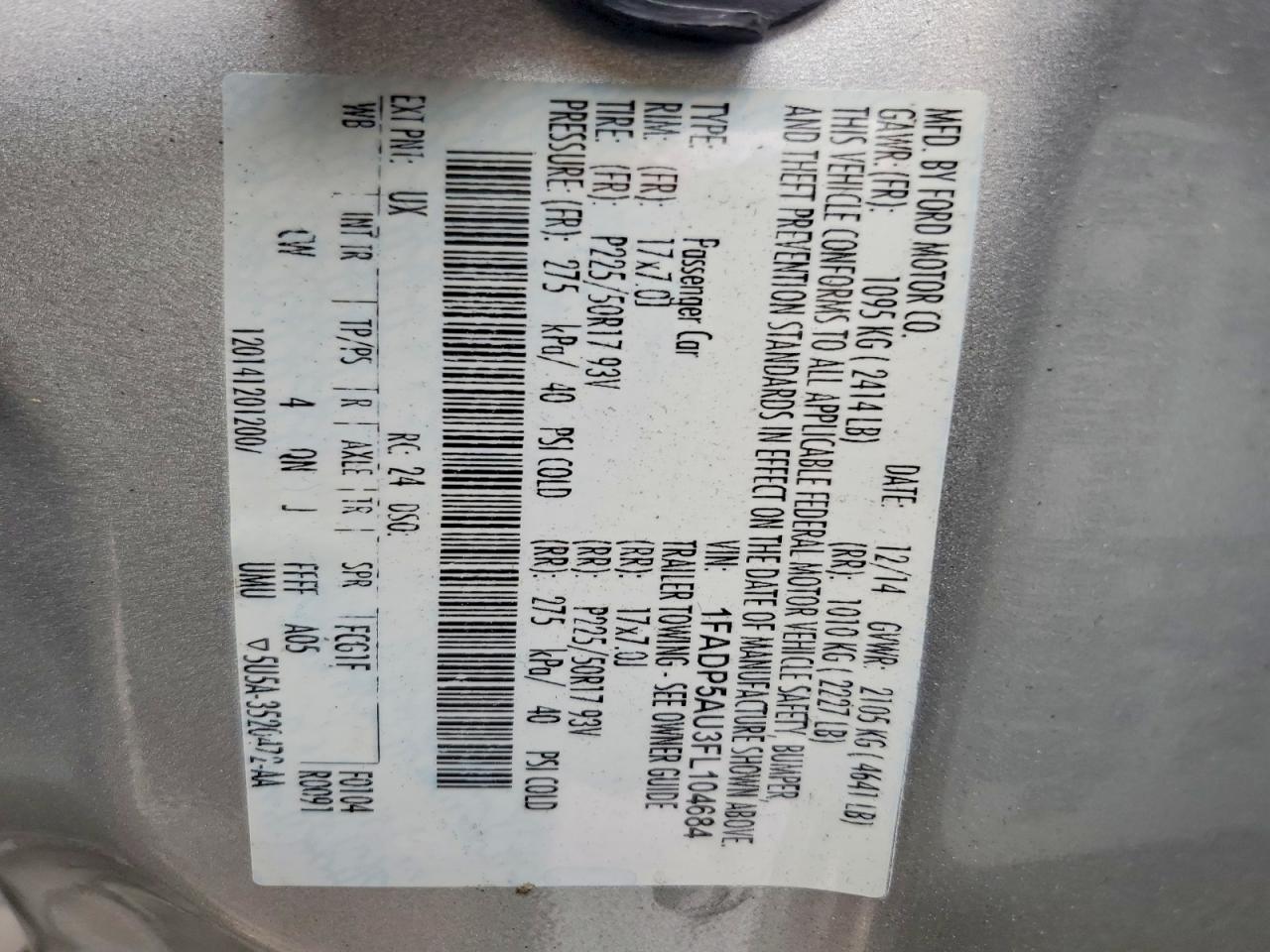2015 Ford C-max Hybrid Se Silver vin: 1FADP5AU3FL104684