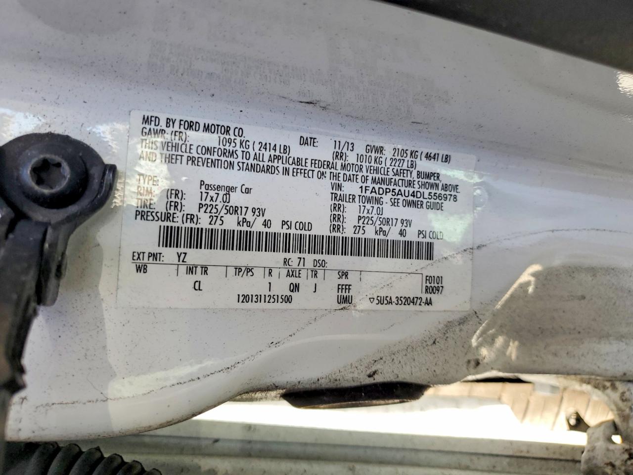 2013 Ford C-max Se White vin: 1FADP5AU4DL556978