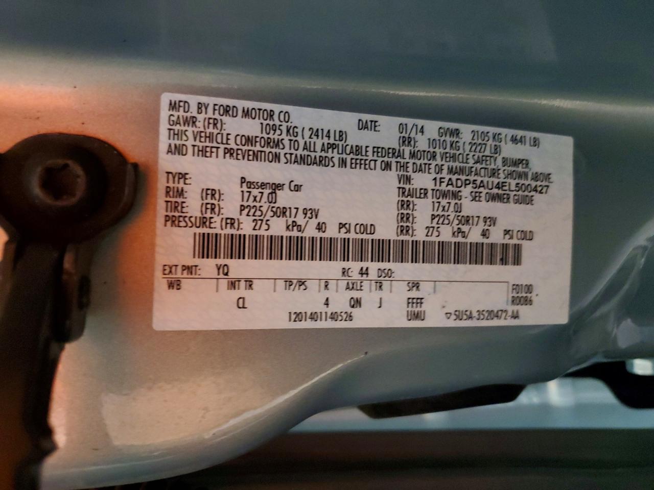 2014 Ford C-max Se Teal vin: 1FADP5AU4EL500427