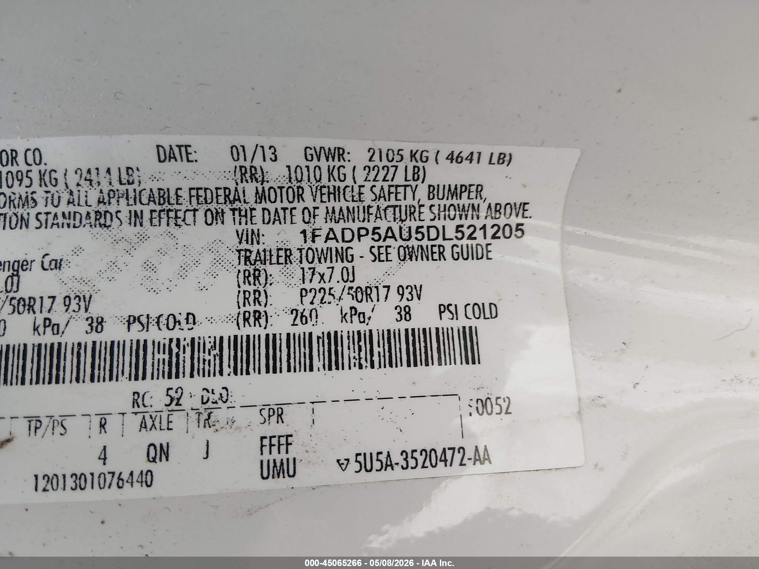 2013 Ford C-max Hybrid Se White vin: 1FADP5AU5DL521205