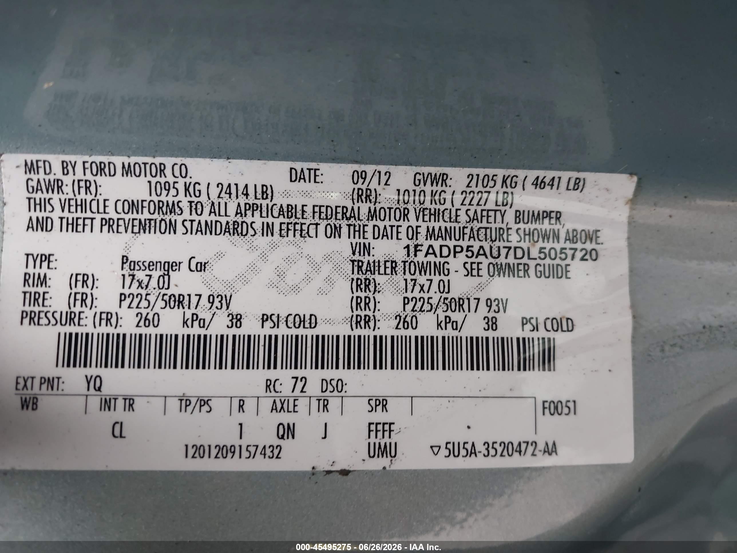 2013 Ford C-max Hybrid Se Turquoise vin: 1FADP5AU7DL505720