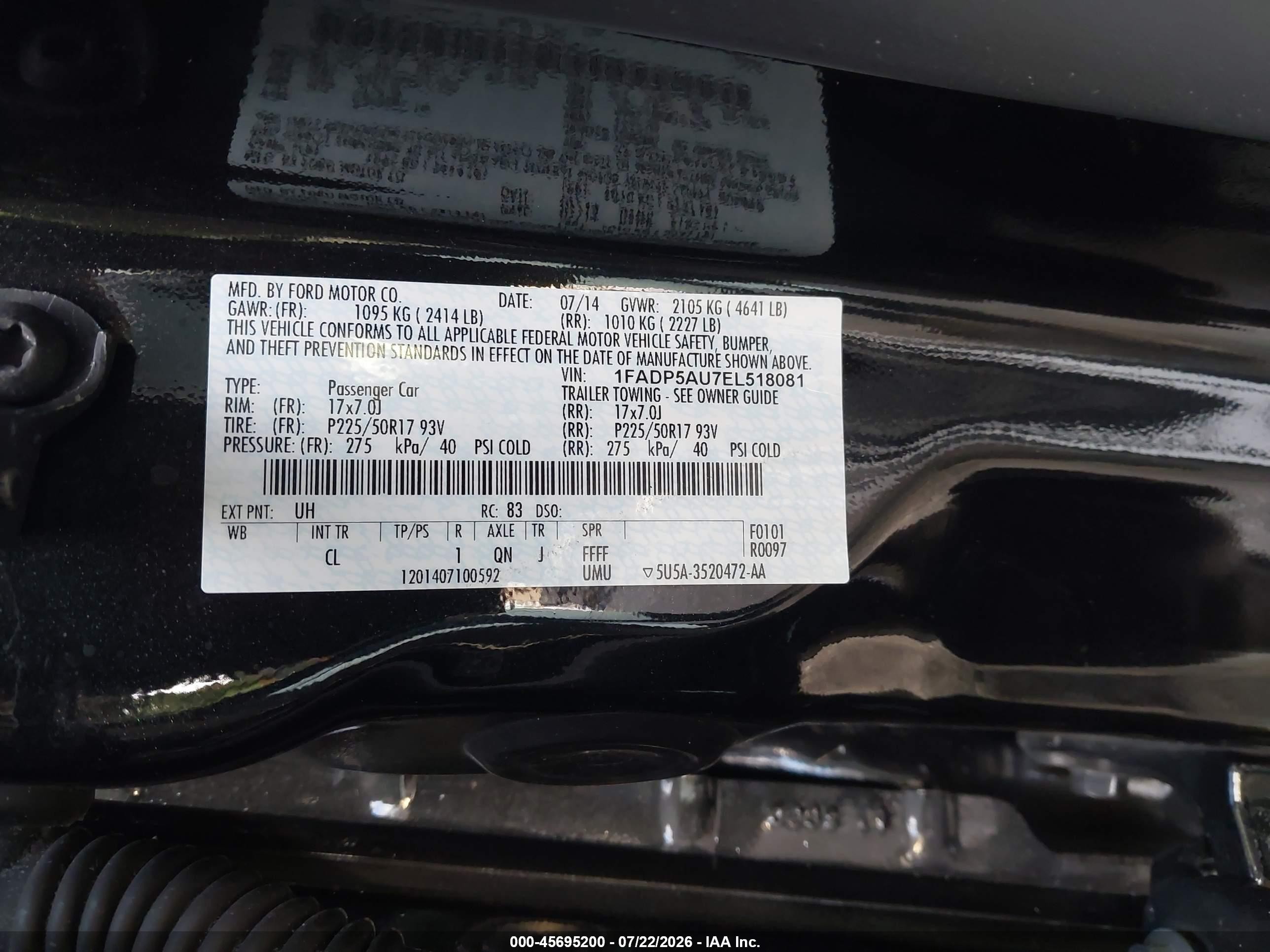 2014 Ford C-max Hybrid Se Black vin: 1FADP5AU7EL518081