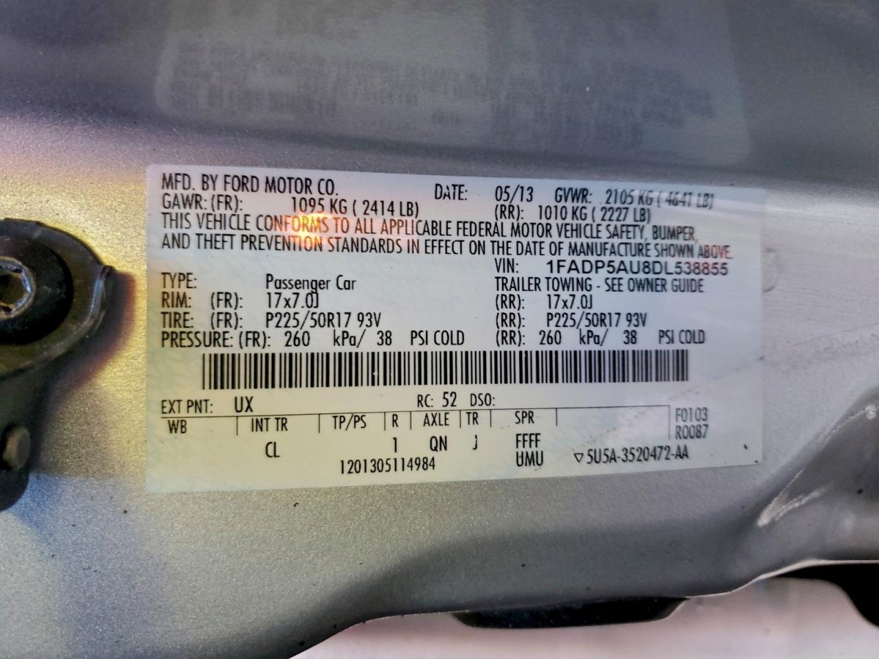 2013 Ford C-max Se Silver vin: 1FADP5AU8DL538855