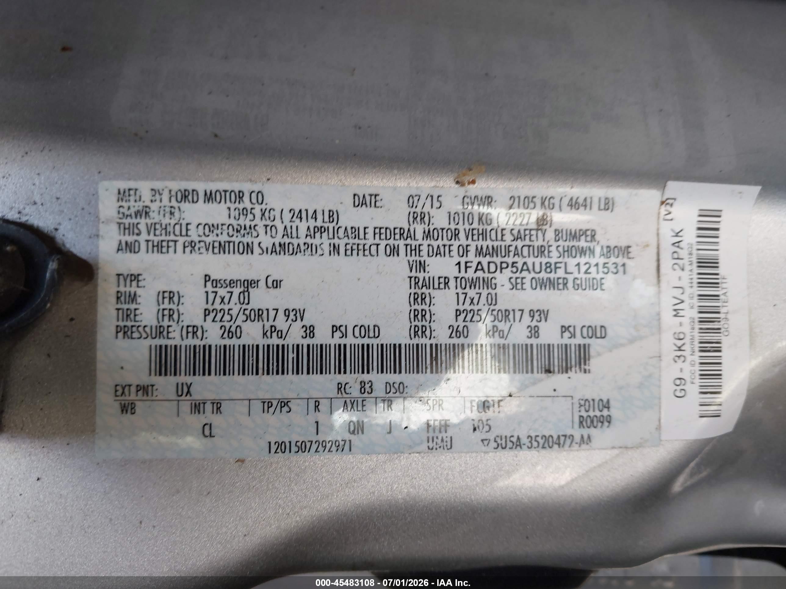 2015 Ford C-max Hybrid Se Silver vin: 1FADP5AU8FL121531