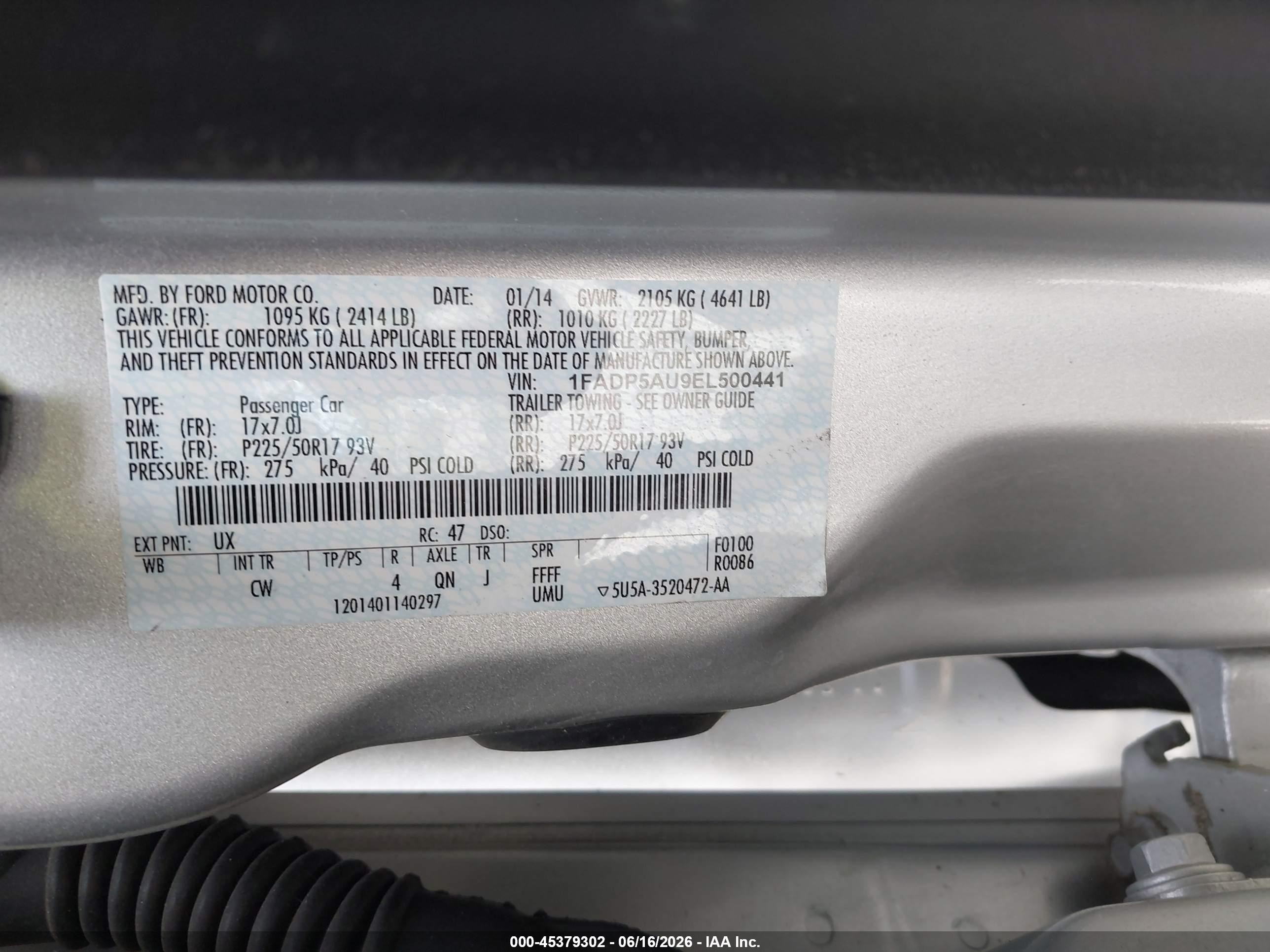 2014 Ford C-max Hybrid Se Silver vin: 1FADP5AU9EL500441