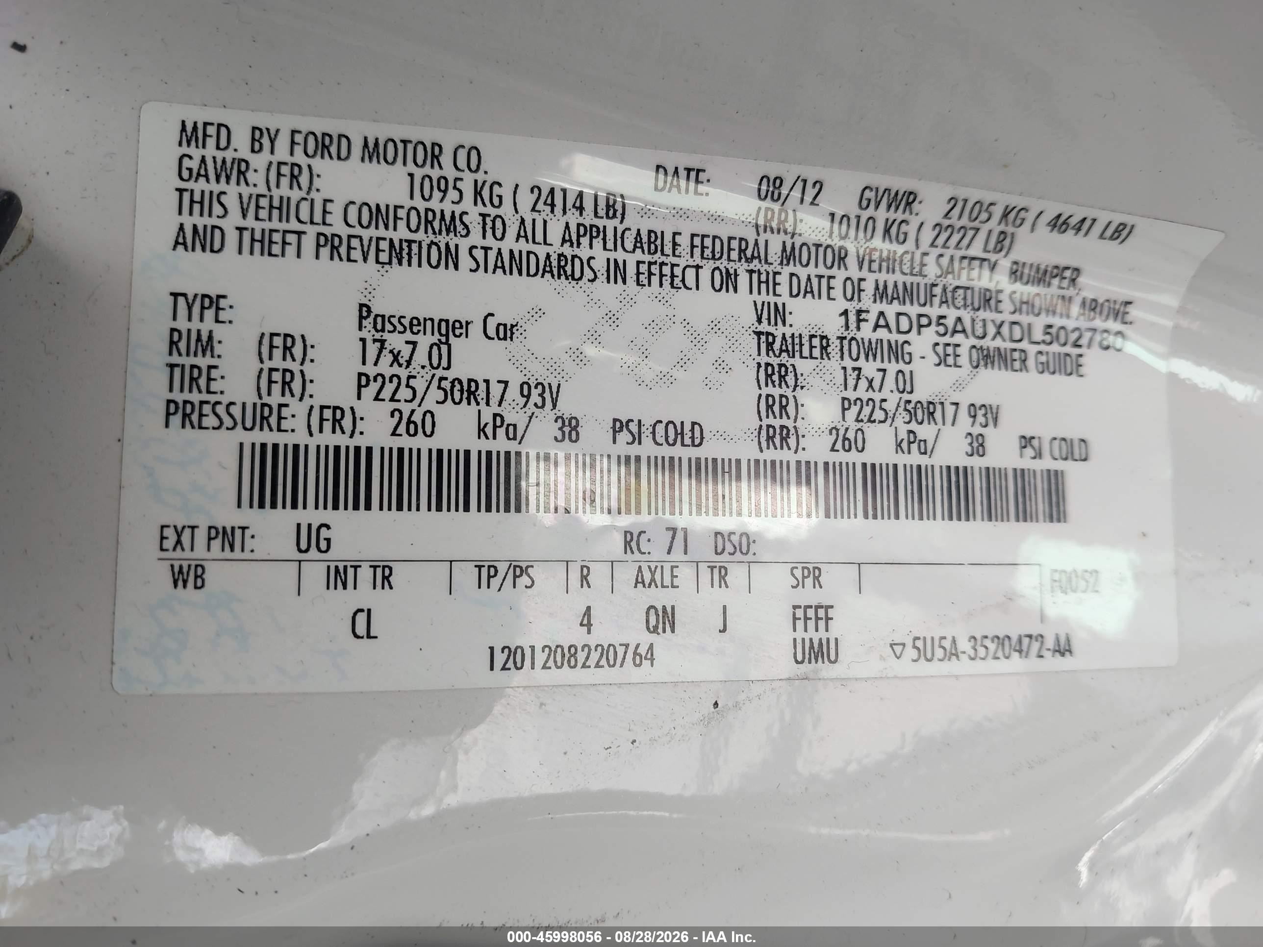 2013 Ford C-max Hybrid Se Белый vin: 1FADP5AUXDL502780