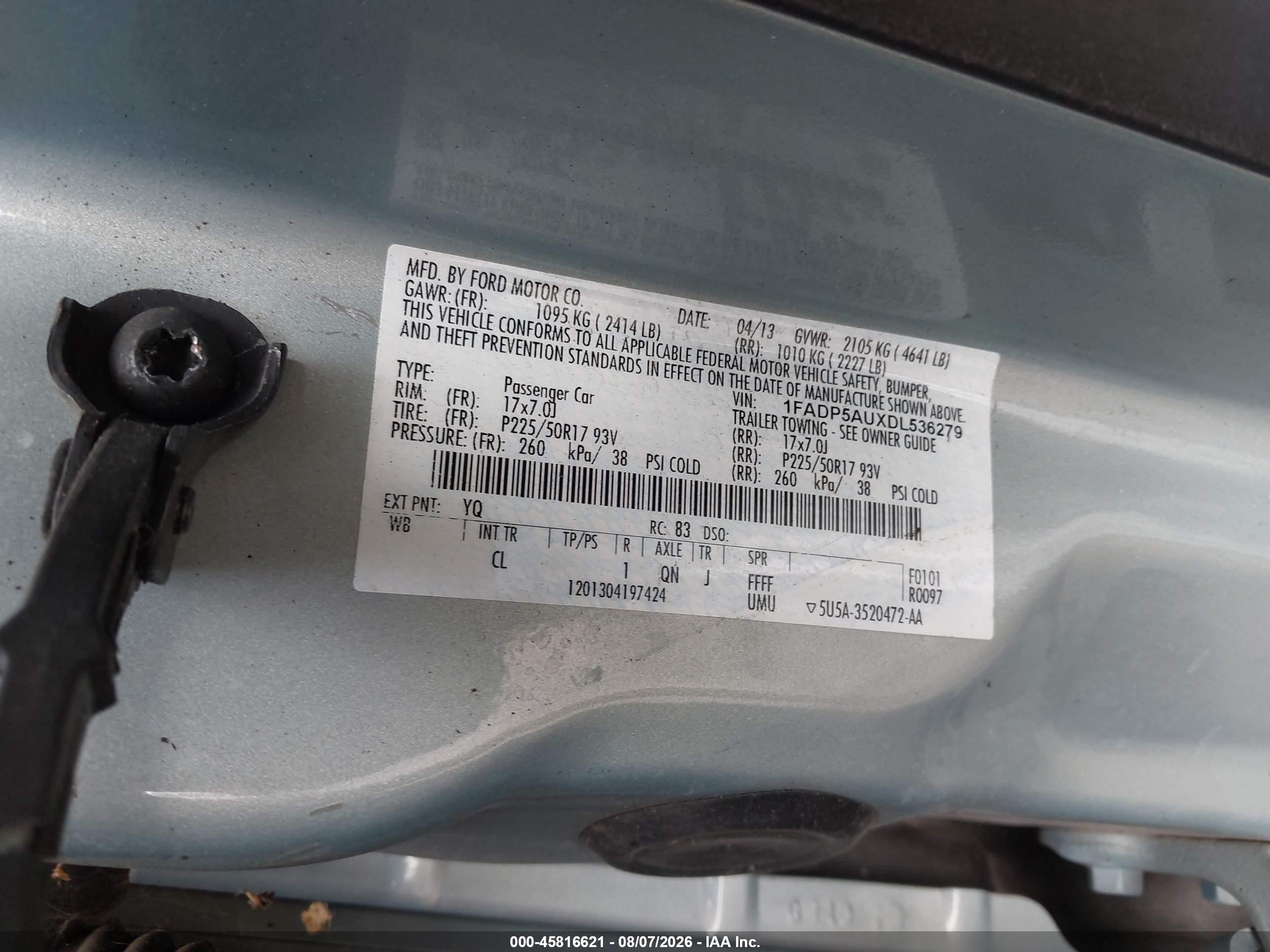 2013 Ford C-max Hybrid Se Blue vin: 1FADP5AUXDL536279
