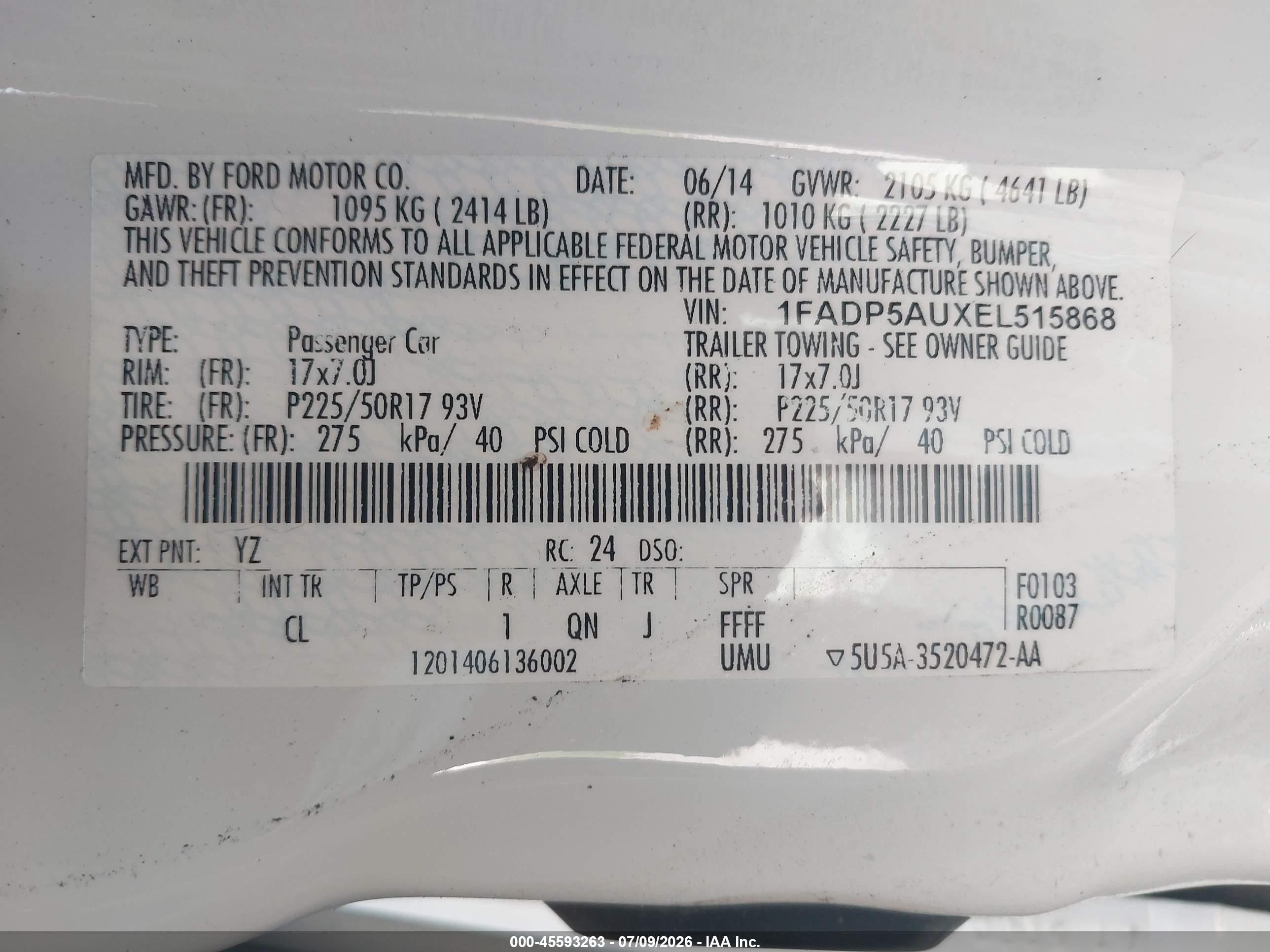 2014 Ford C-max Hybrid Se White vin: 1FADP5AUXEL515868