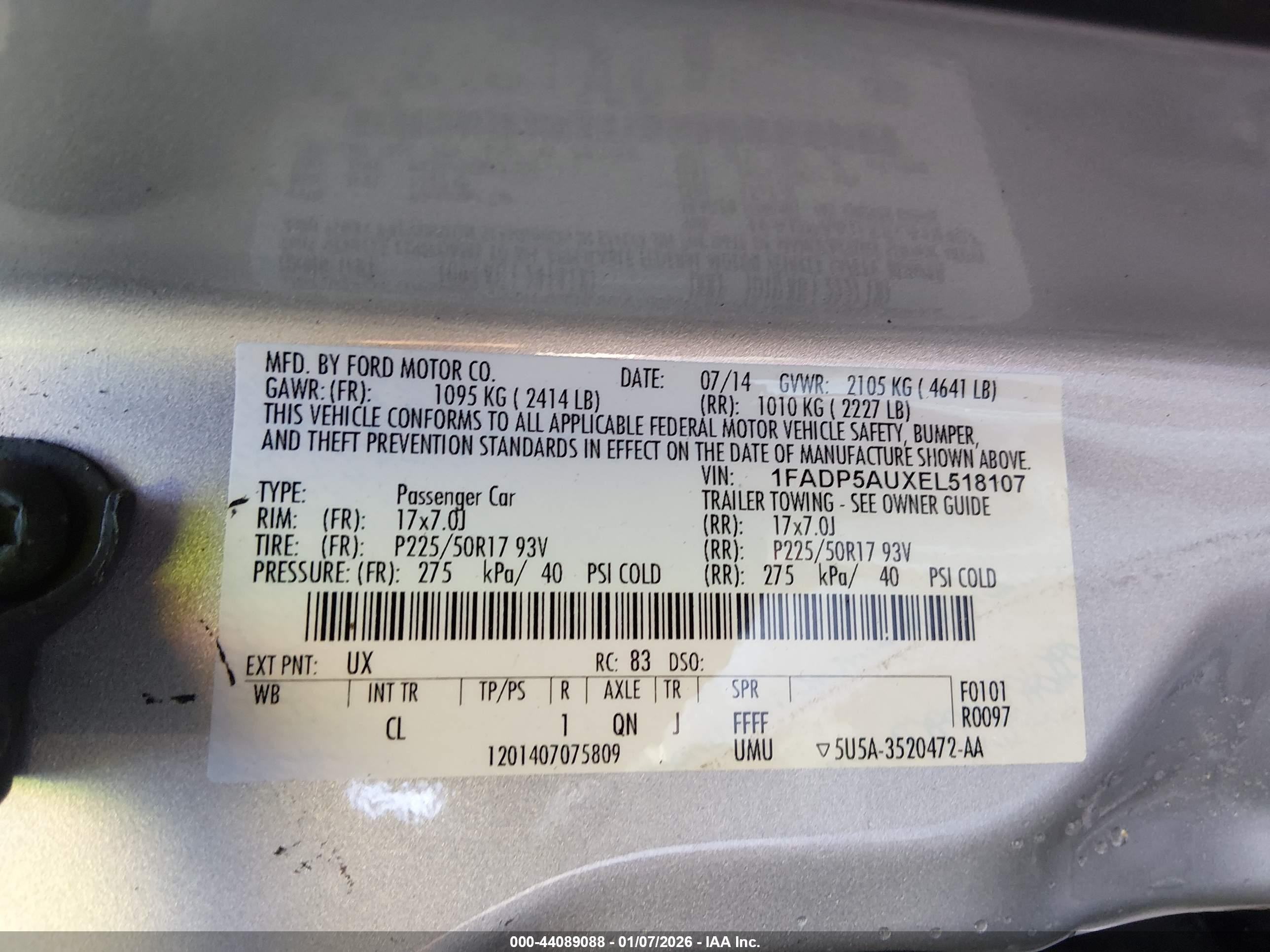 2014 Ford C-max Hybrid Se Silver vin: 1FADP5AUXEL518107