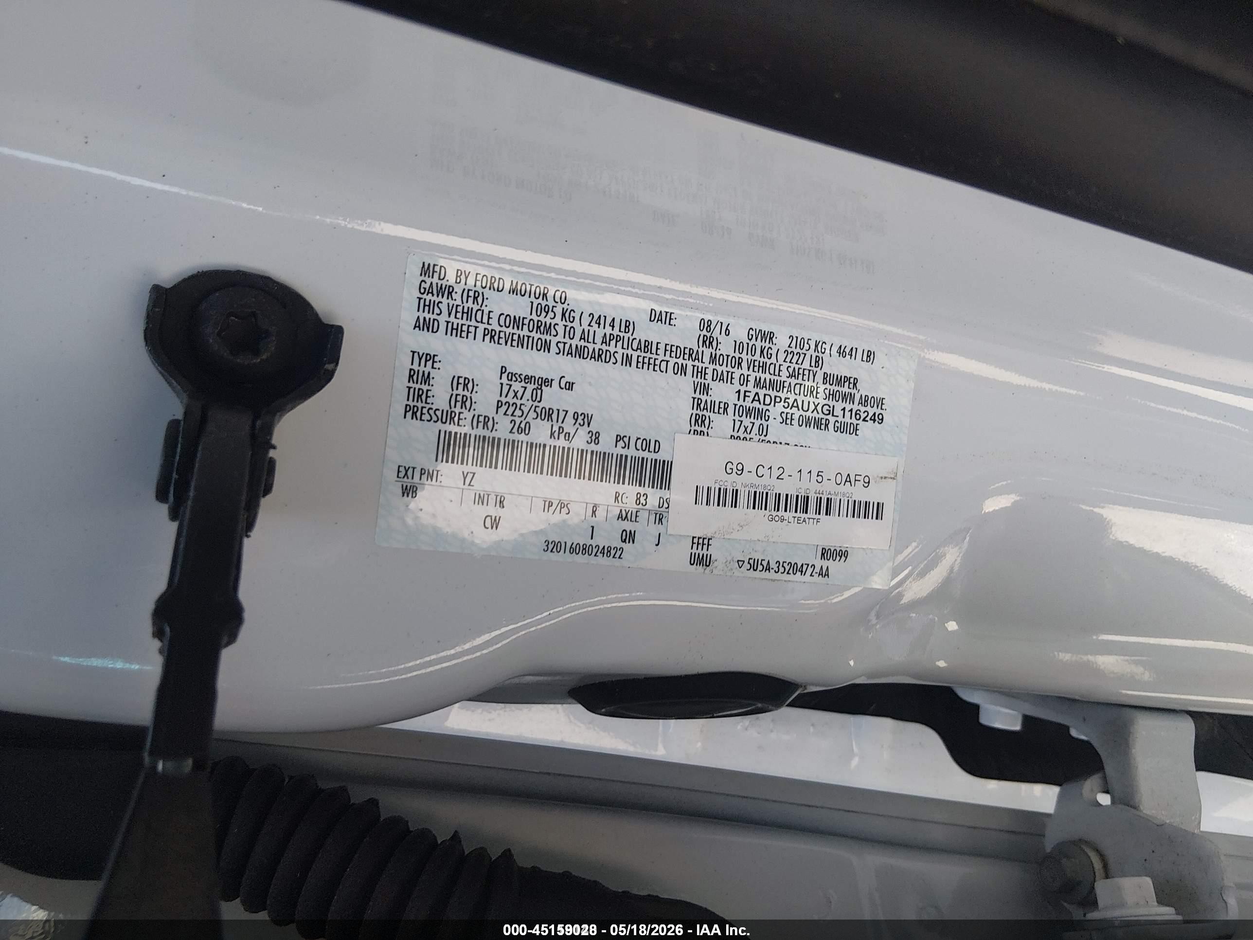2016 Ford C-max Hybrid Se White vin: 1FADP5AUXGL116249