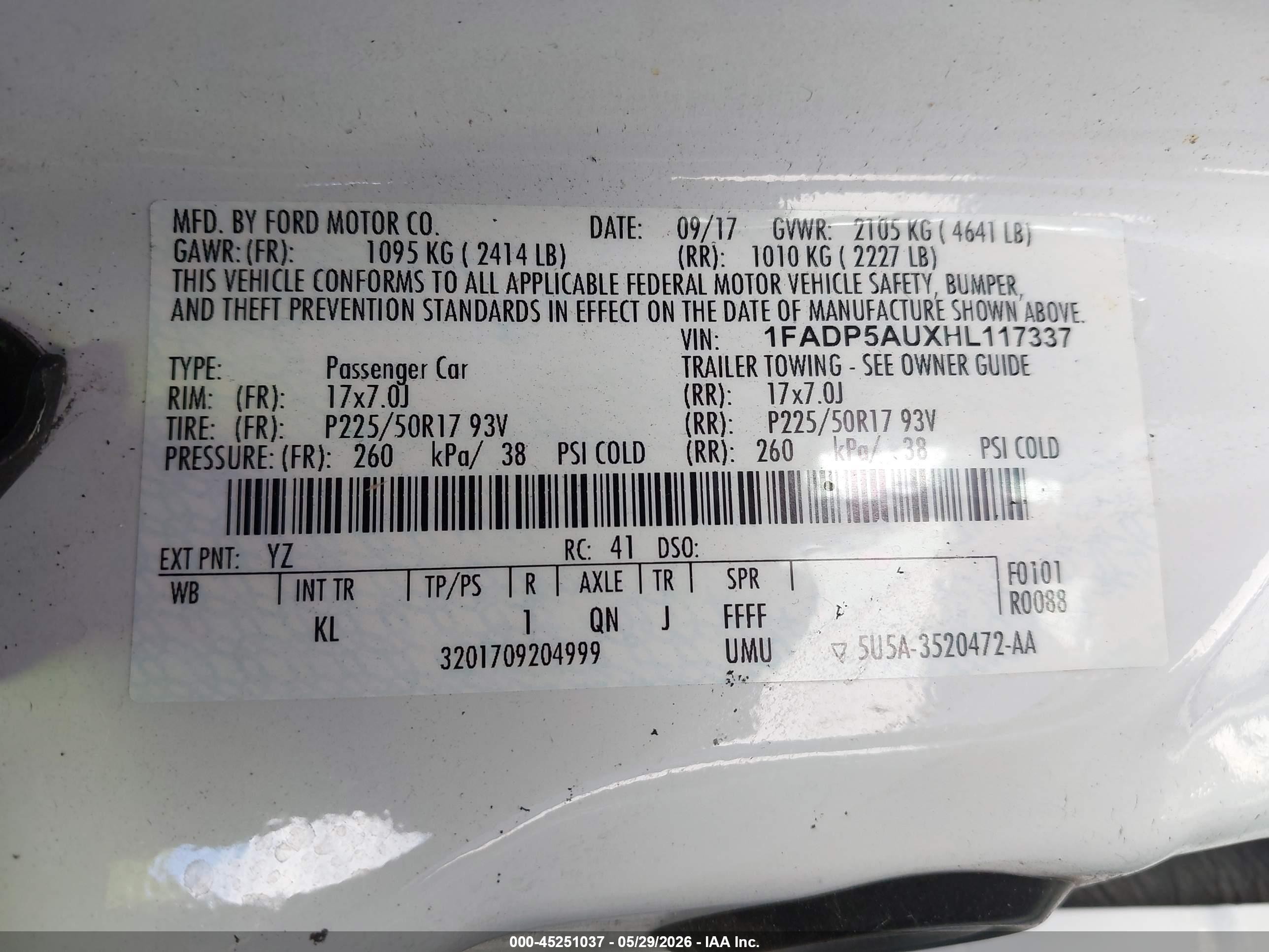 2017 Ford C-max Hybrid Se White vin: 1FADP5AUXHL117337