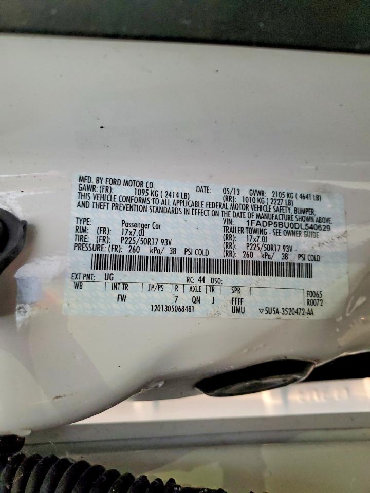 2013 Ford C-max Sel White vin: 1FADP5BU0DL540629