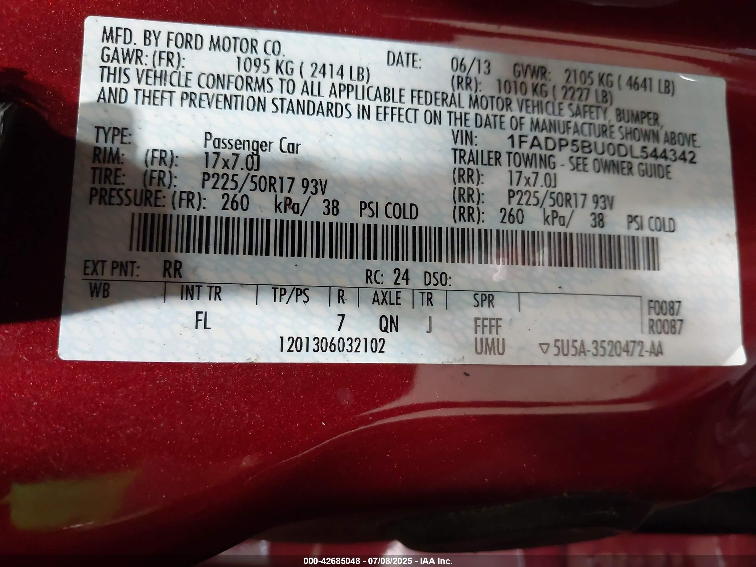 2013 Ford C-max Hybrid Sel Red vin: 1FADP5BU0DL544342