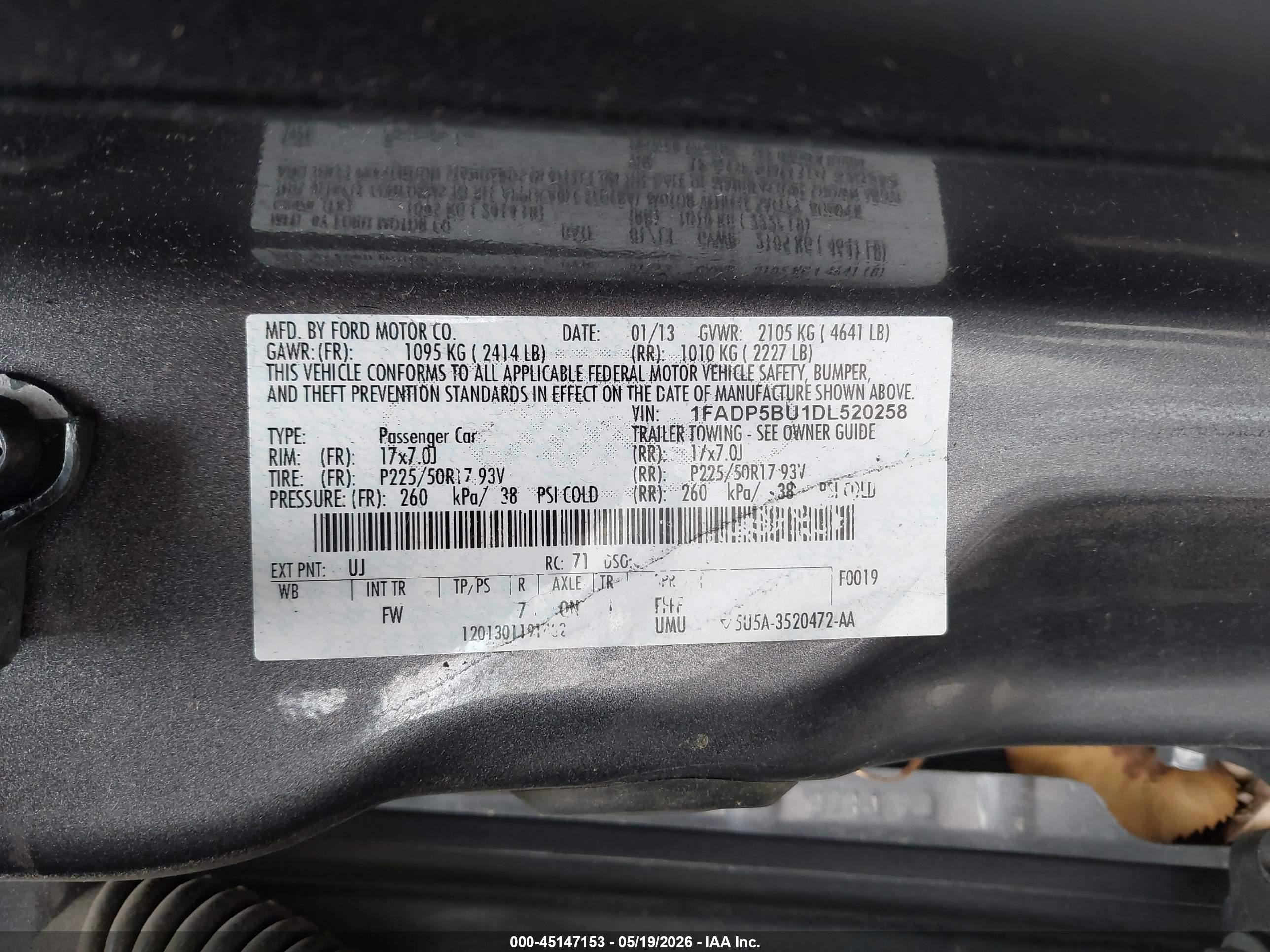 2013 Ford C-max Hybrid Sel Gray vin: 1FADP5BU1DL520258