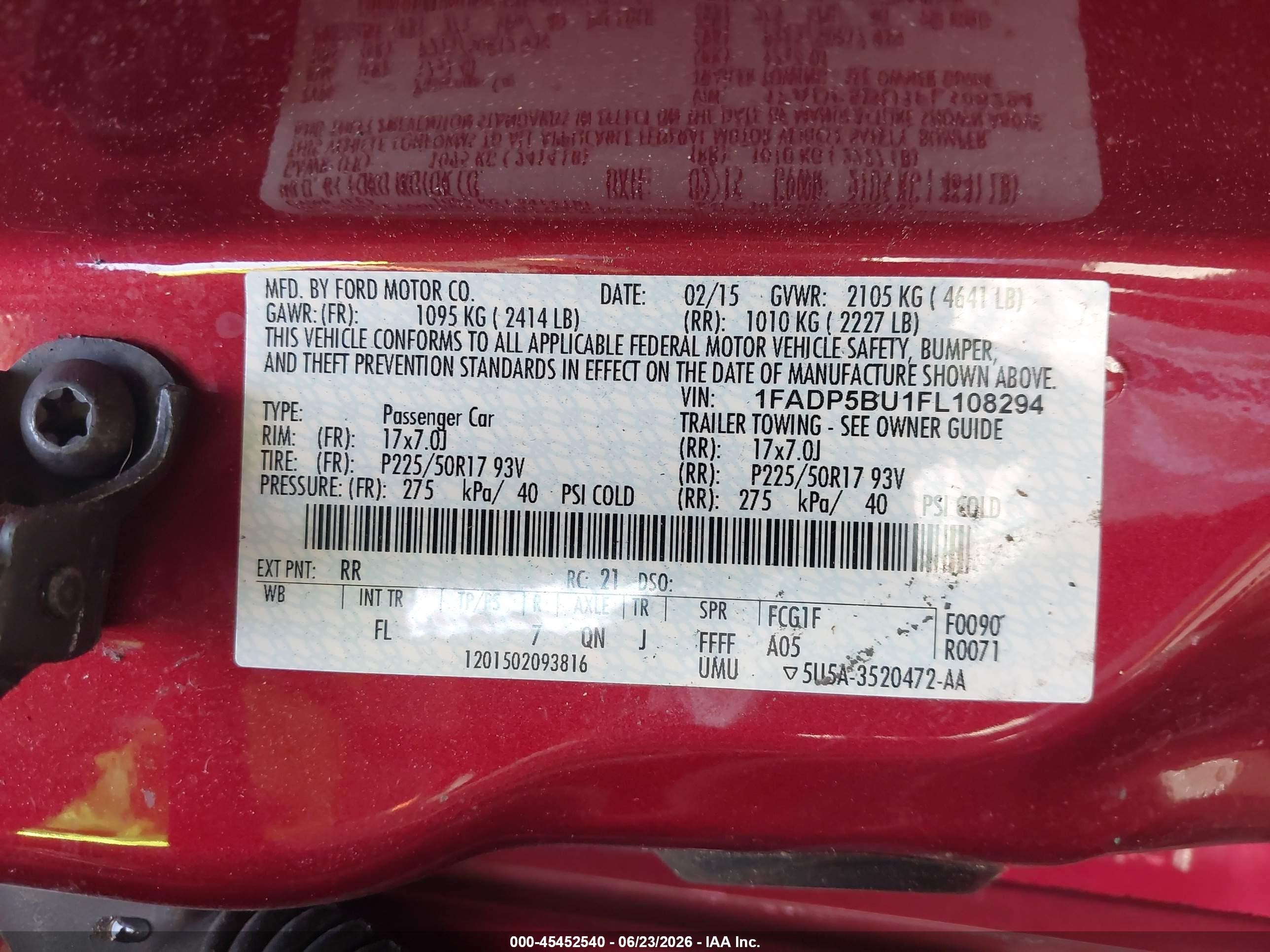 2015 Ford C-max Hybrid Sel Maroon vin: 1FADP5BU1FL108294