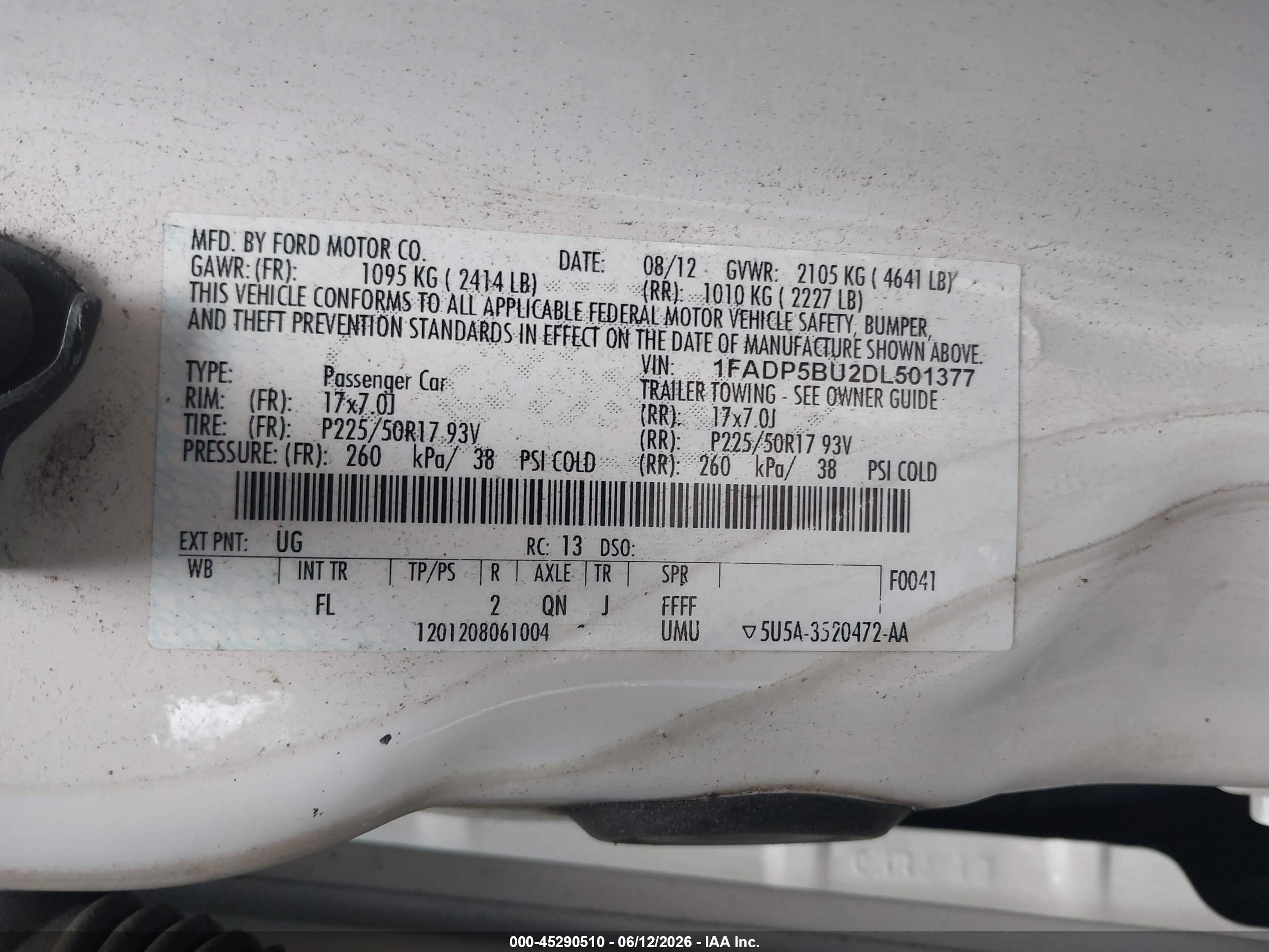 2013 Ford C-max Hybrid Sel Белый vin: 1FADP5BU2DL501377