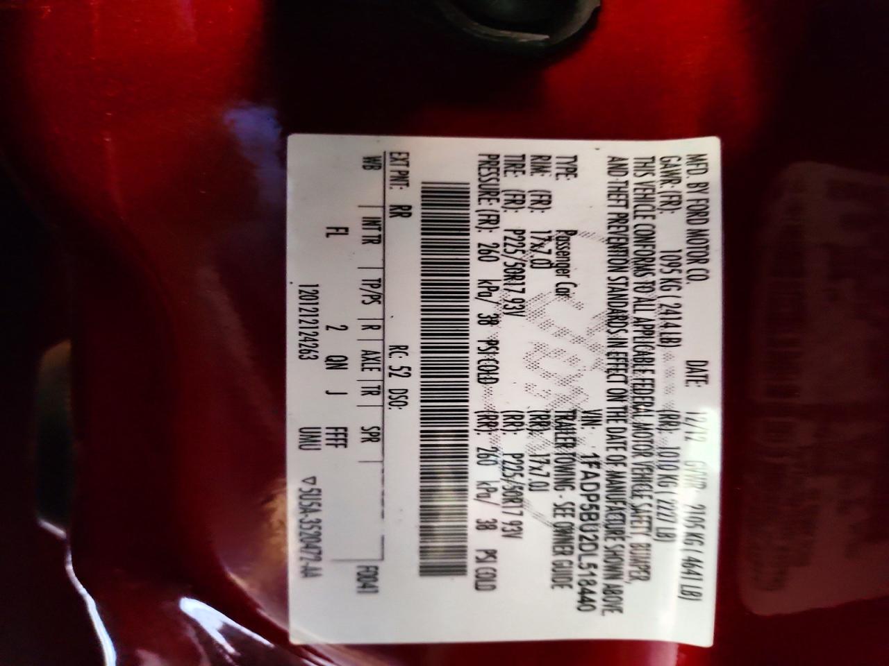 2013 Ford C-max Sel Red vin: 1FADP5BU2DL518440