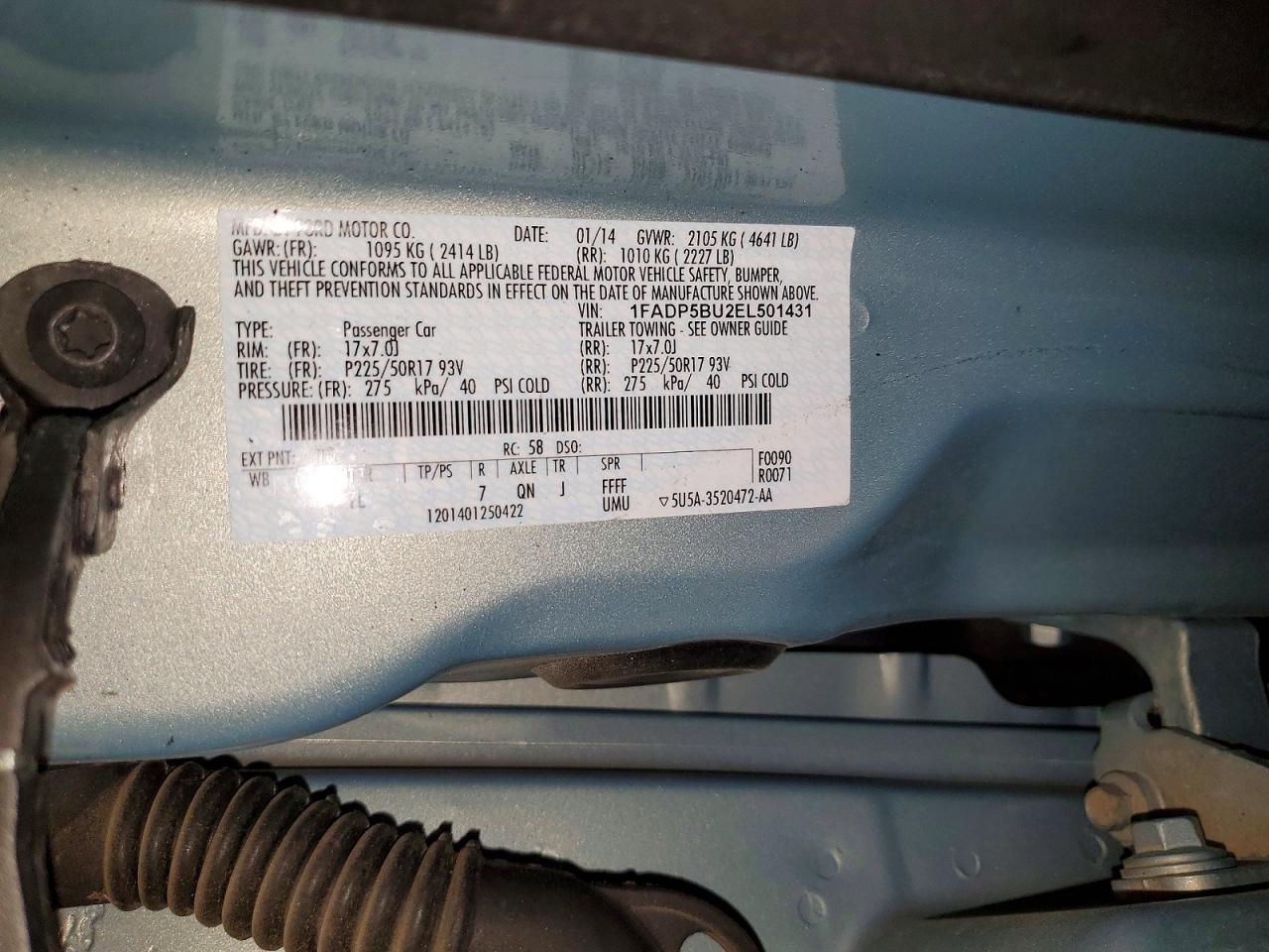 2014 Ford C-max Sel Blue vin: 1FADP5BU2EL501431