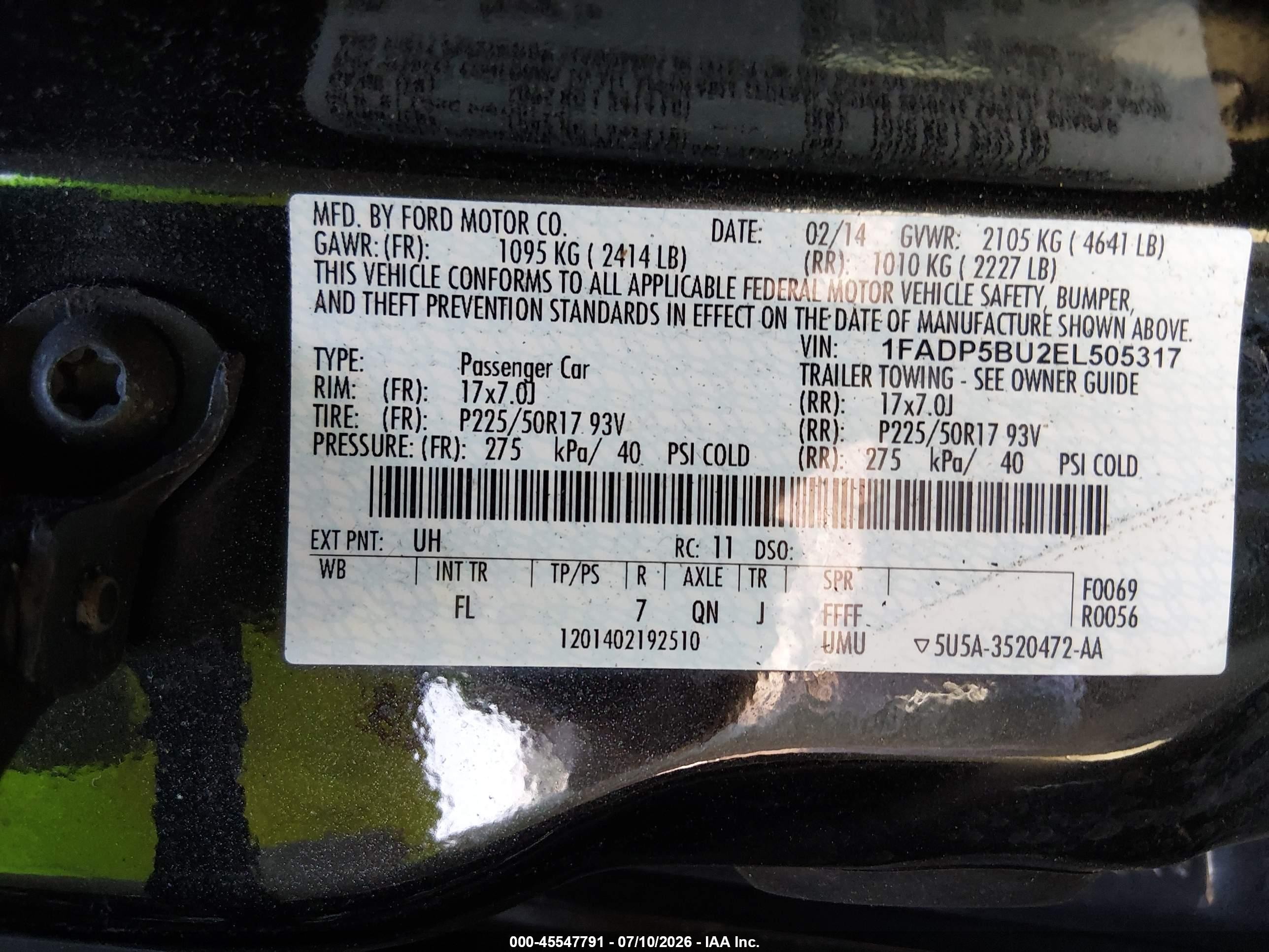 2014 Ford C-max Hybrid Sel Black vin: 1FADP5BU2EL505317