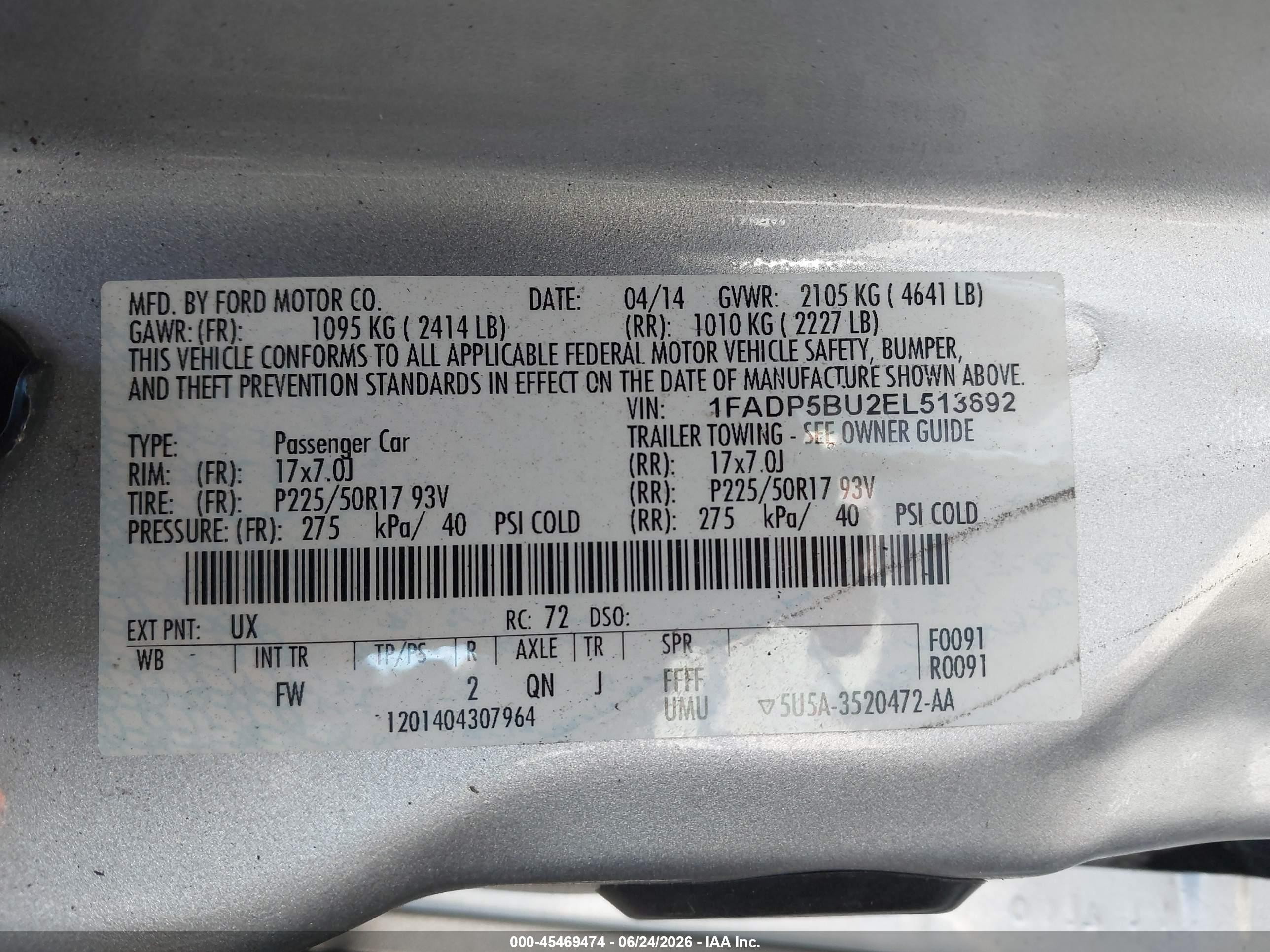 2014 Ford C-max Hybrid Sel Silver vin: 1FADP5BU2EL513692