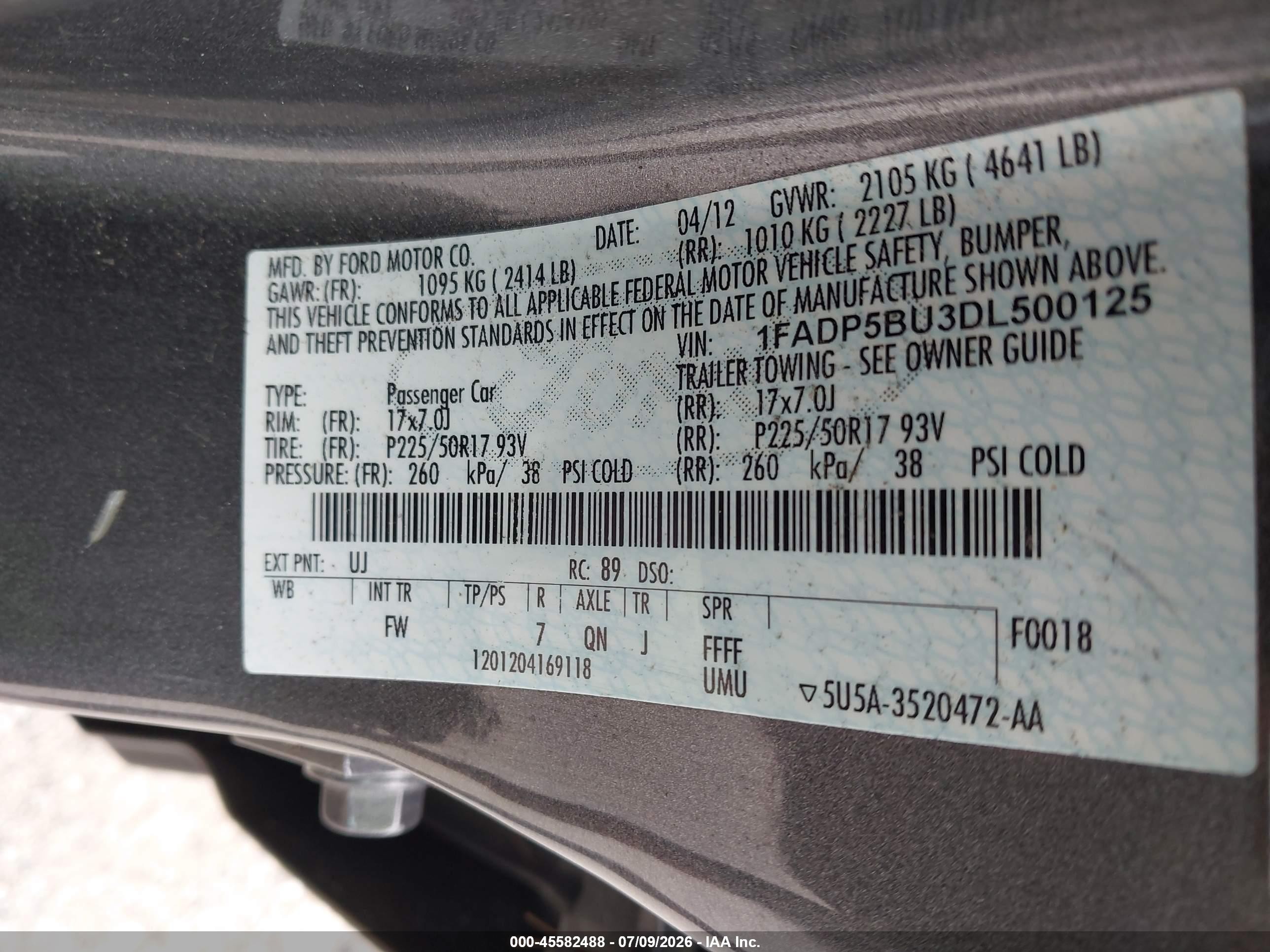 2013 Ford C-max Hybrid Sel Gray vin: 1FADP5BU3DL500125