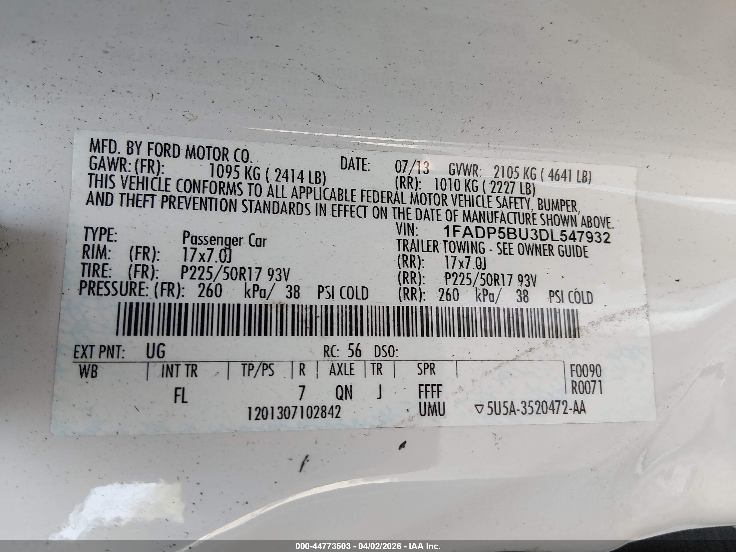 2013 Ford C-max Hybrid Sel White vin: 1FADP5BU3DL547932