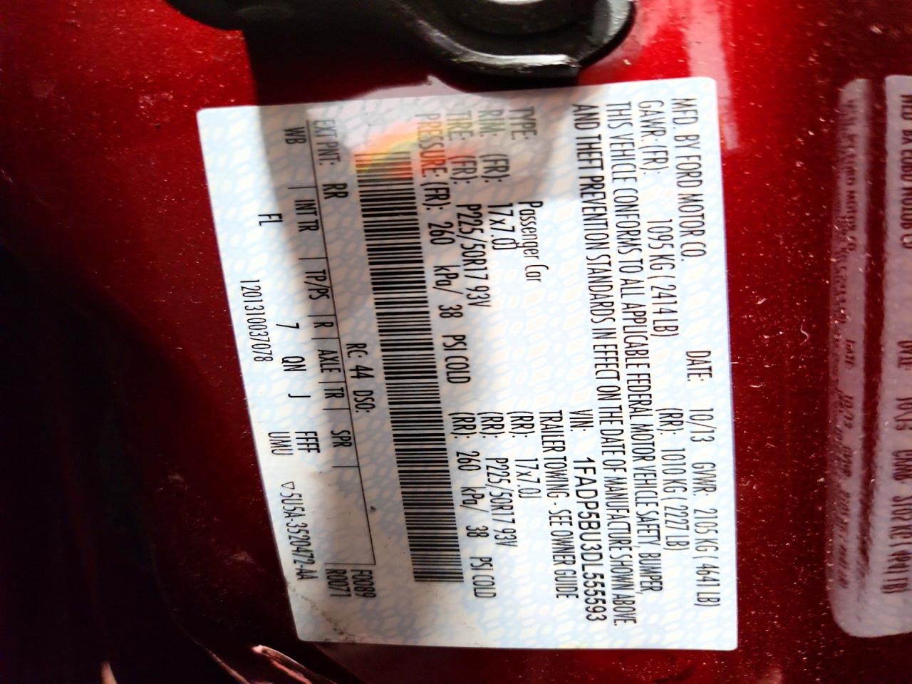 2013 Ford C-max Sel Red vin: 1FADP5BU3DL555593