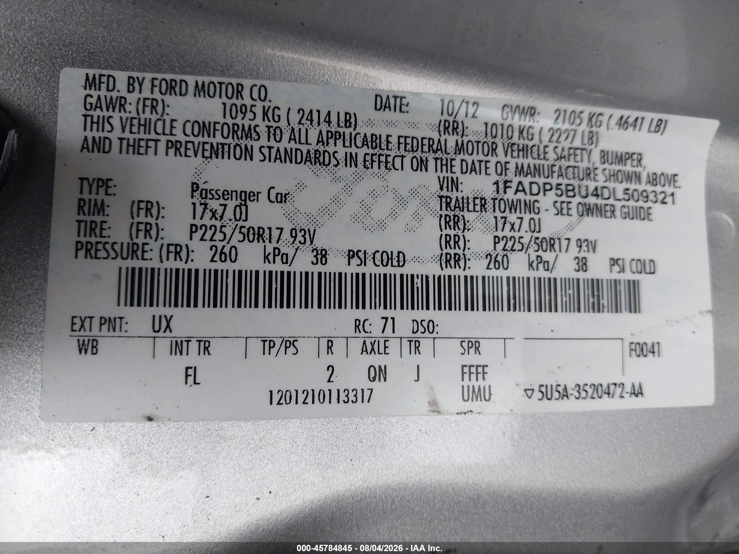 2013 Ford C-max Hybrid Sel Серебряный vin: 1FADP5BU4DL509321
