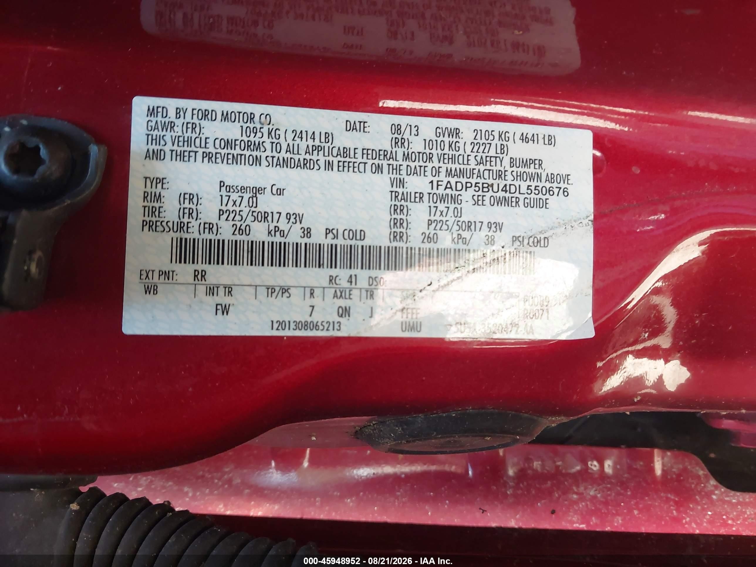 2013 Ford C-max Hybrid Sel Red vin: 1FADP5BU4DL550676