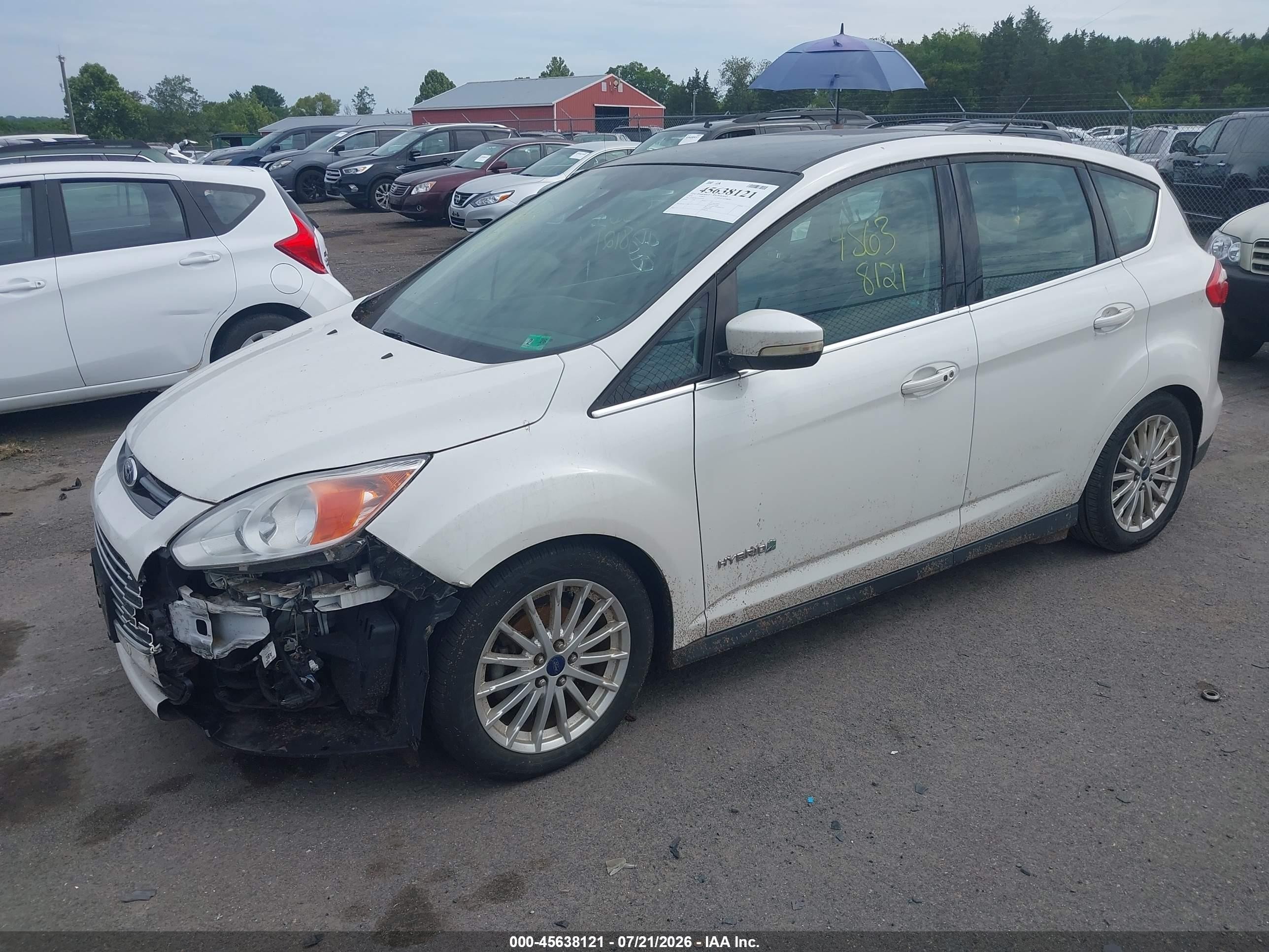 2014 Ford C-max Hybrid Sel White vin: 1FADP5BU4EL500345