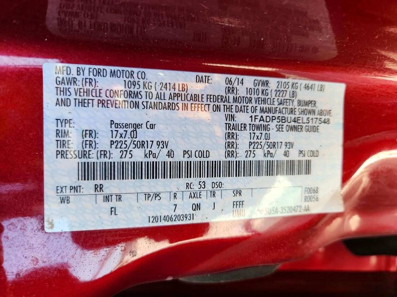 2014 Ford C-max Sel Red vin: 1FADP5BU4EL517548