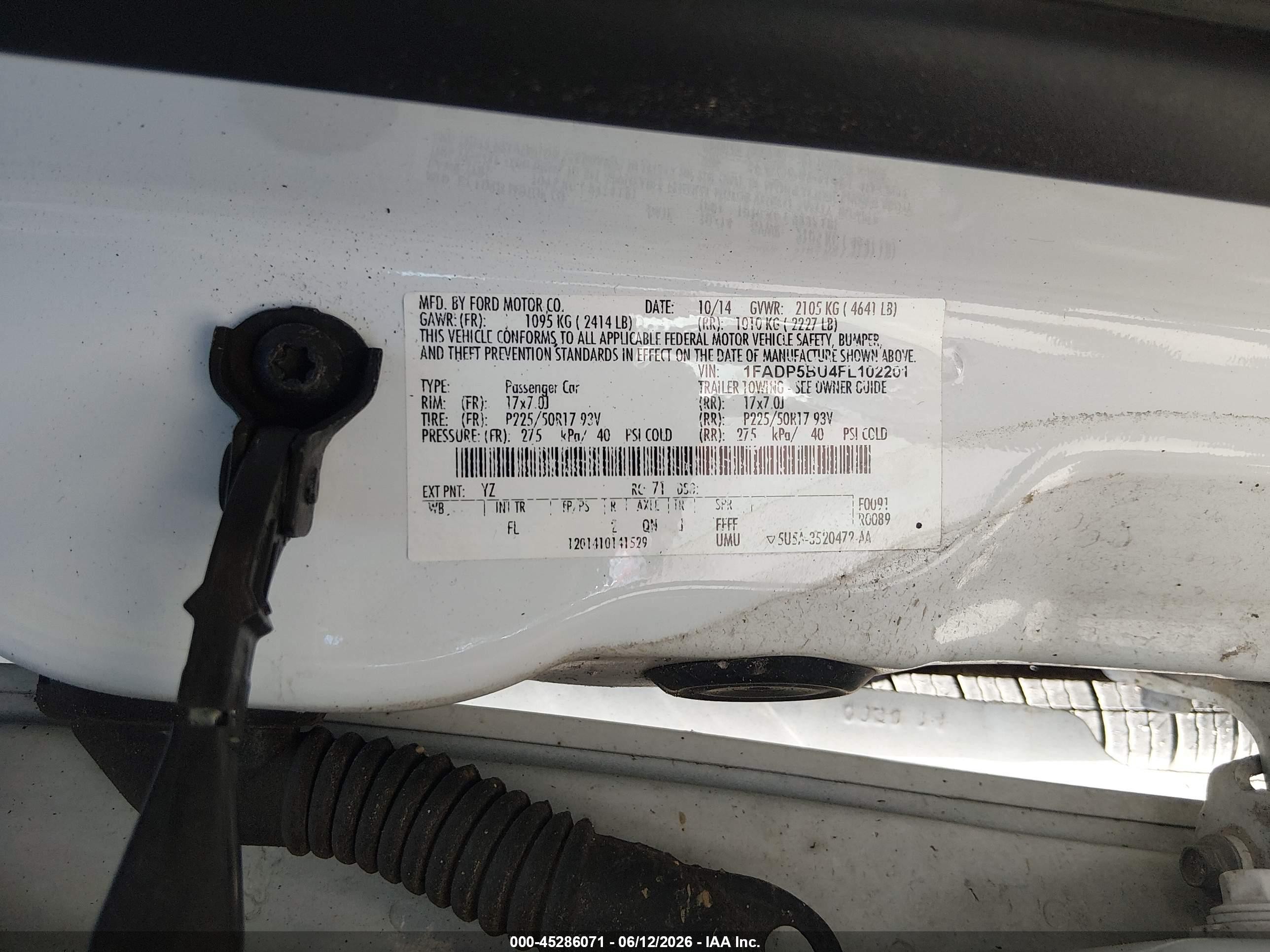 2015 Ford C-max Hybrid Sel White vin: 1FADP5BU4FL102201