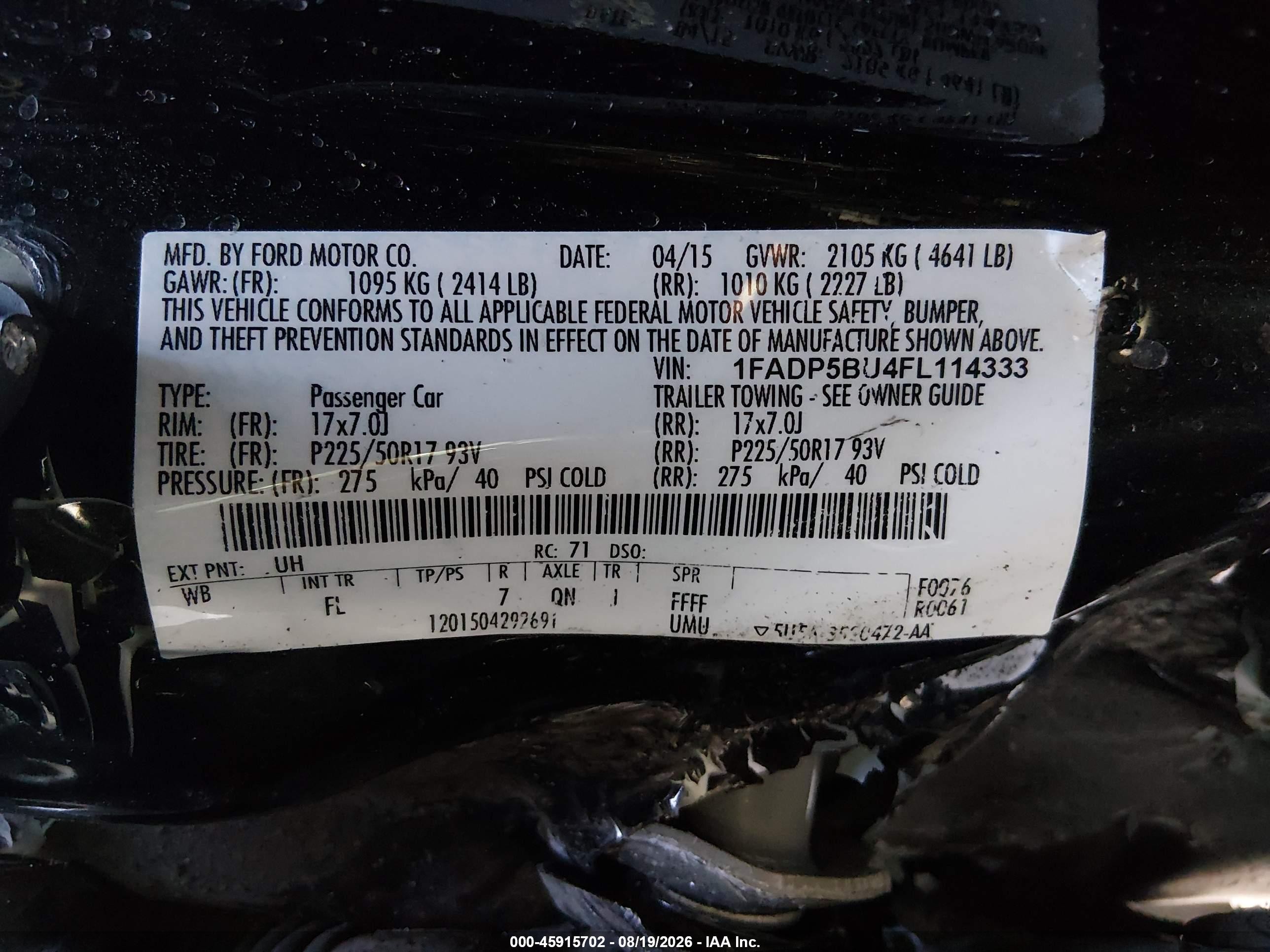 2015 Ford C-max Hybrid Sel Black vin: 1FADP5BU4FL114333