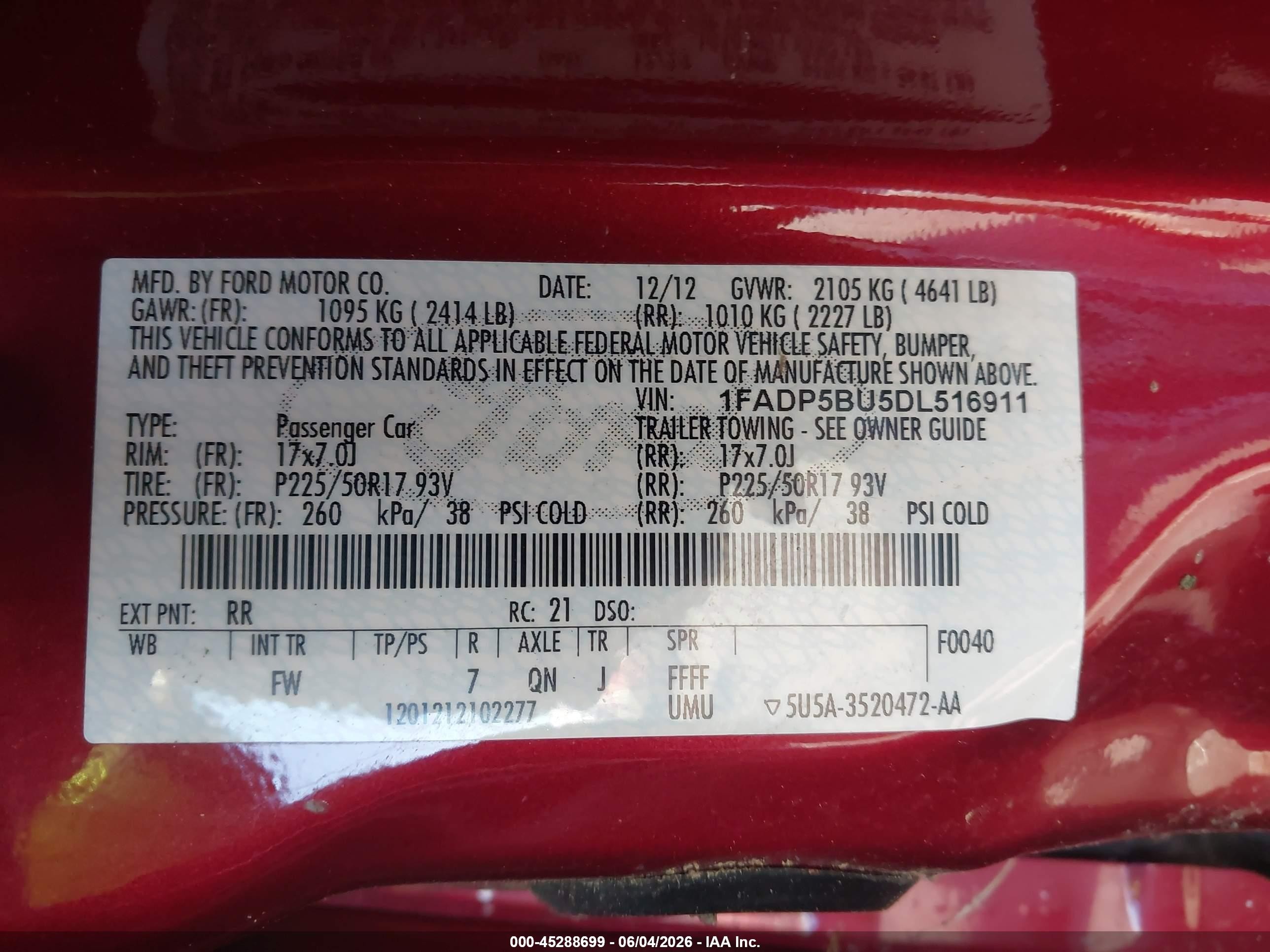 2013 Ford C-max Hybrid Sel Red vin: 1FADP5BU5DL516911