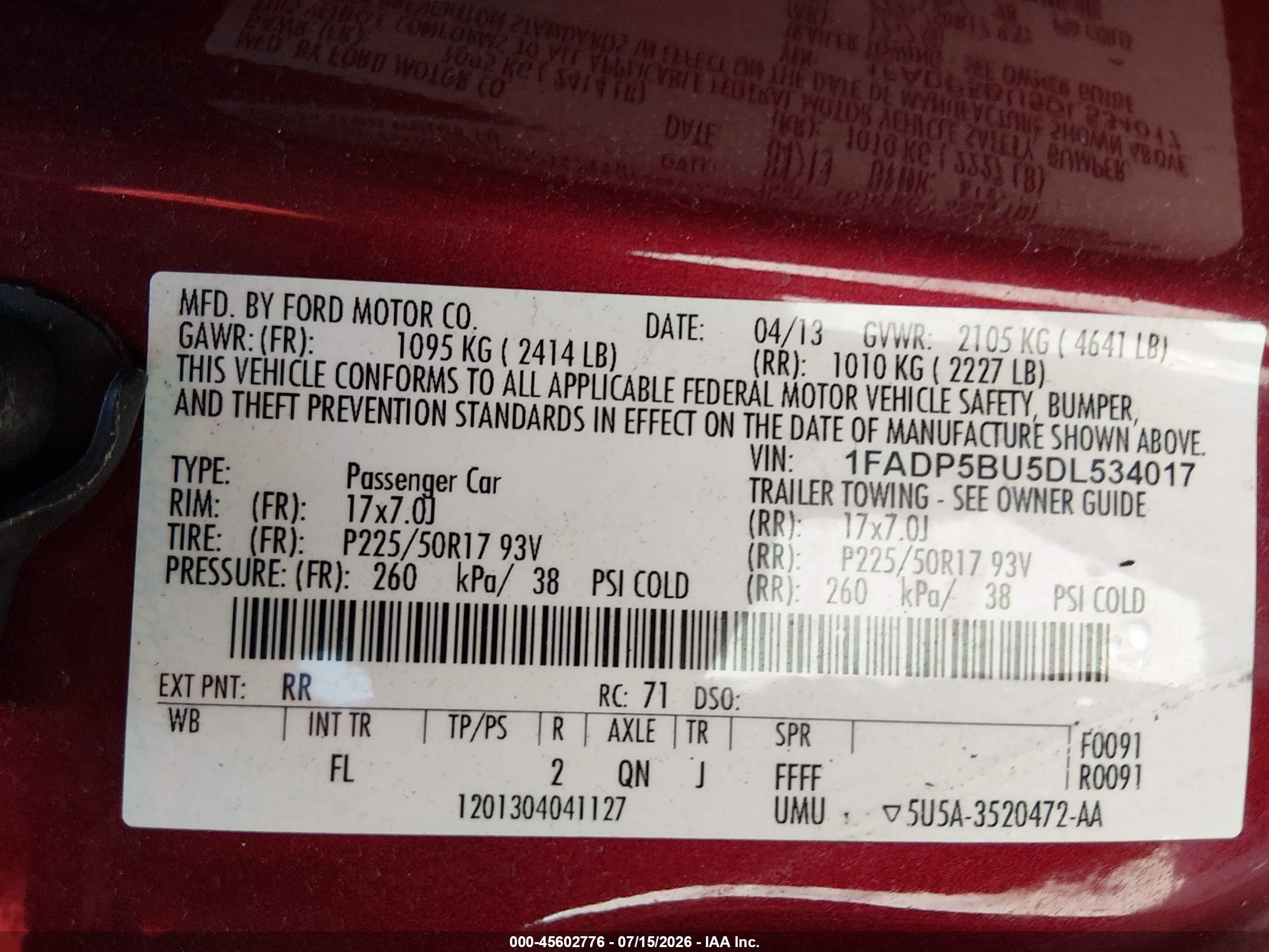 2013 Ford C-max Hybrid Sel Red vin: 1FADP5BU5DL534017