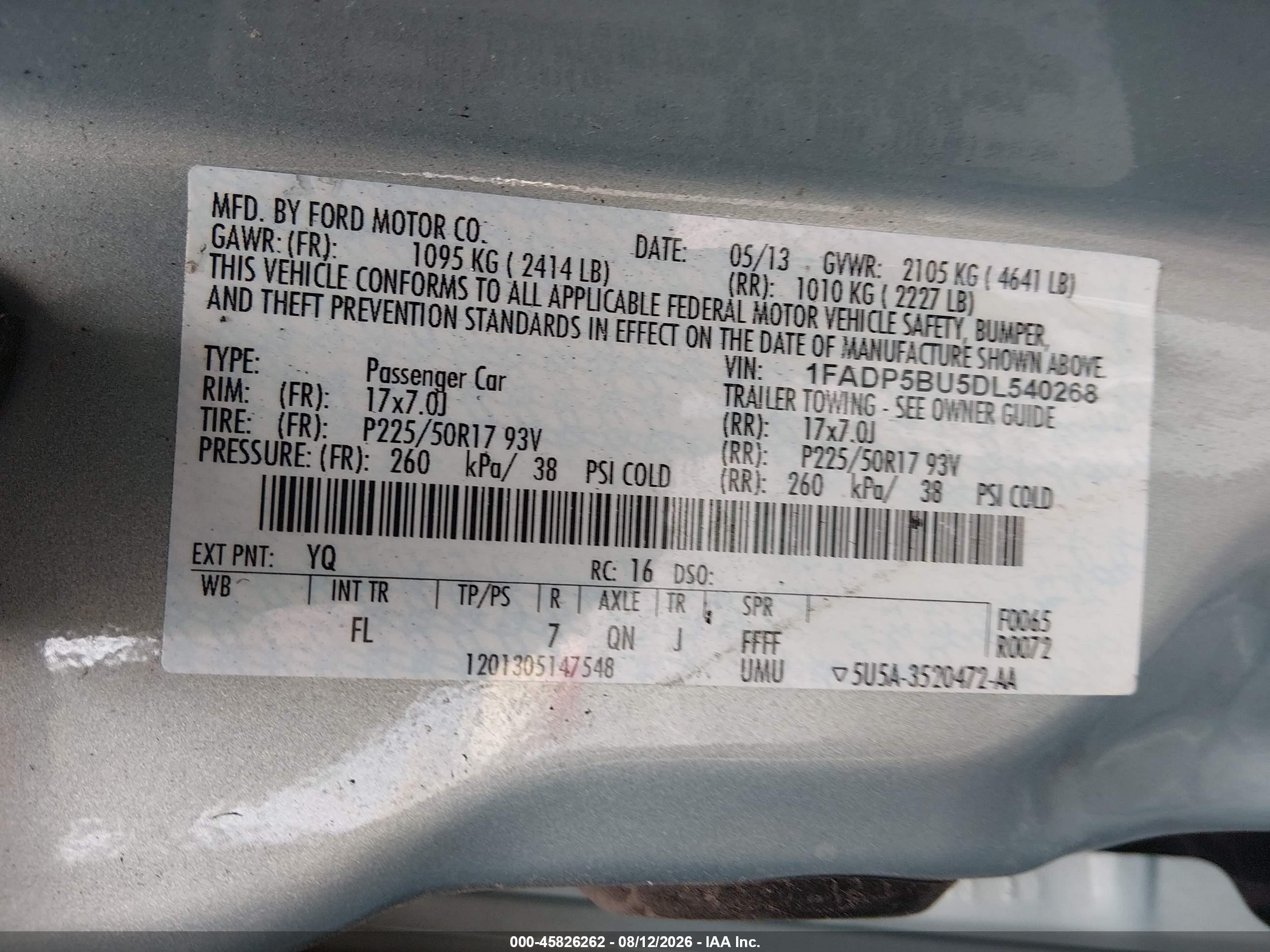 2013 Ford C-max Hybrid Sel Blue vin: 1FADP5BU5DL540268