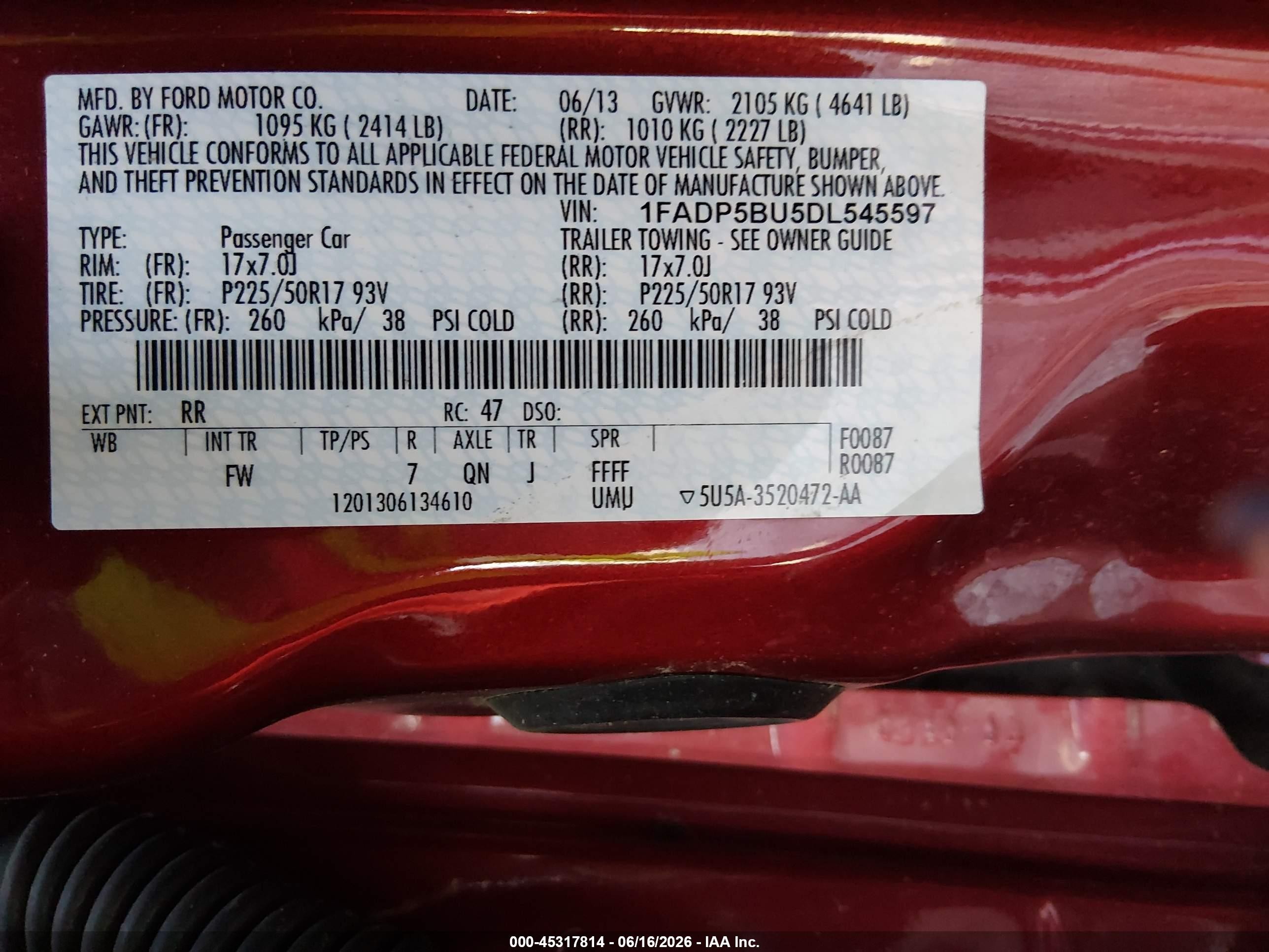 2013 Ford C-max Sel Red vin: 1FADP5BU5DL545597