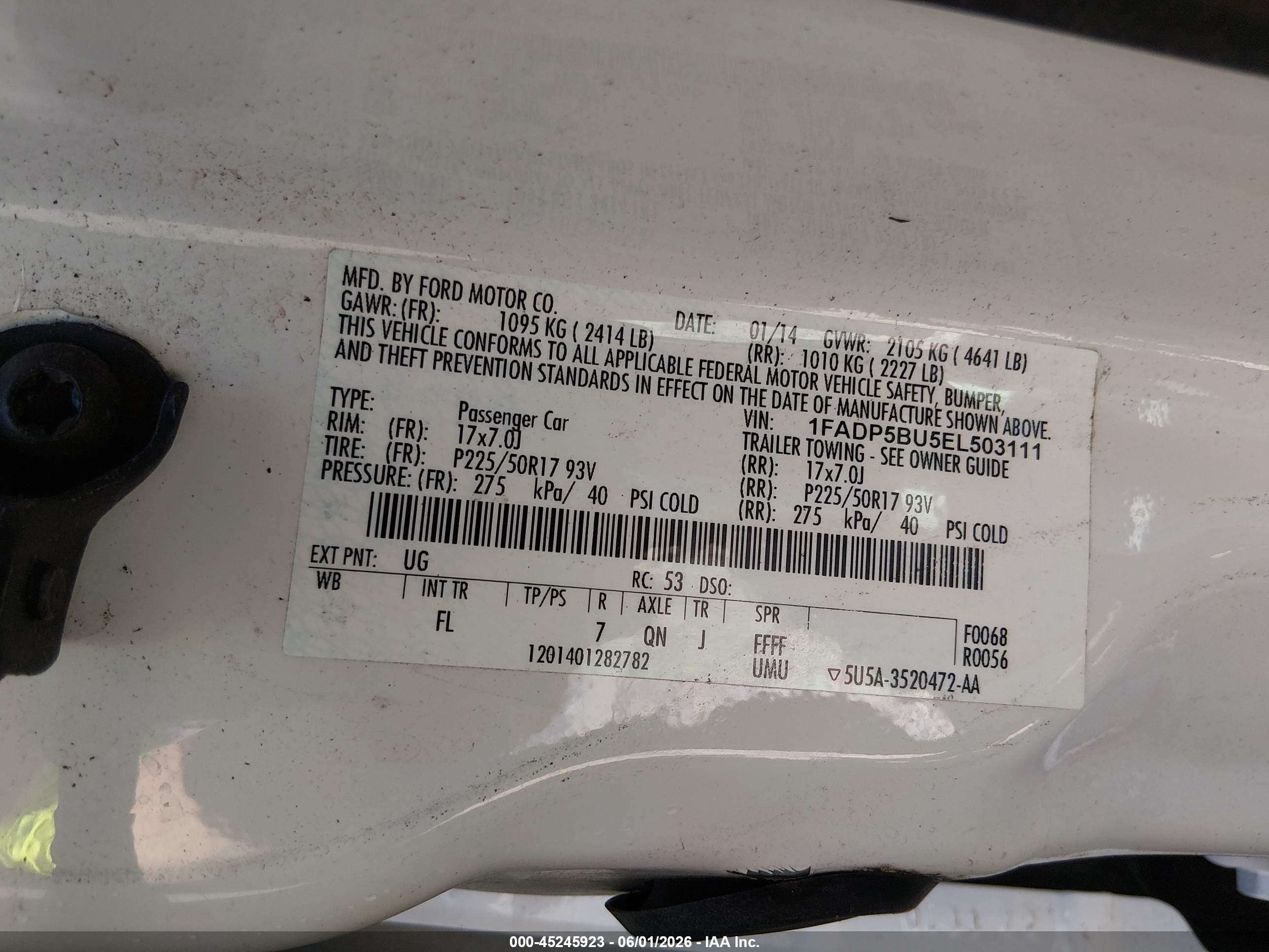 2014 Ford C-max Hybrid Sel White vin: 1FADP5BU5EL503111