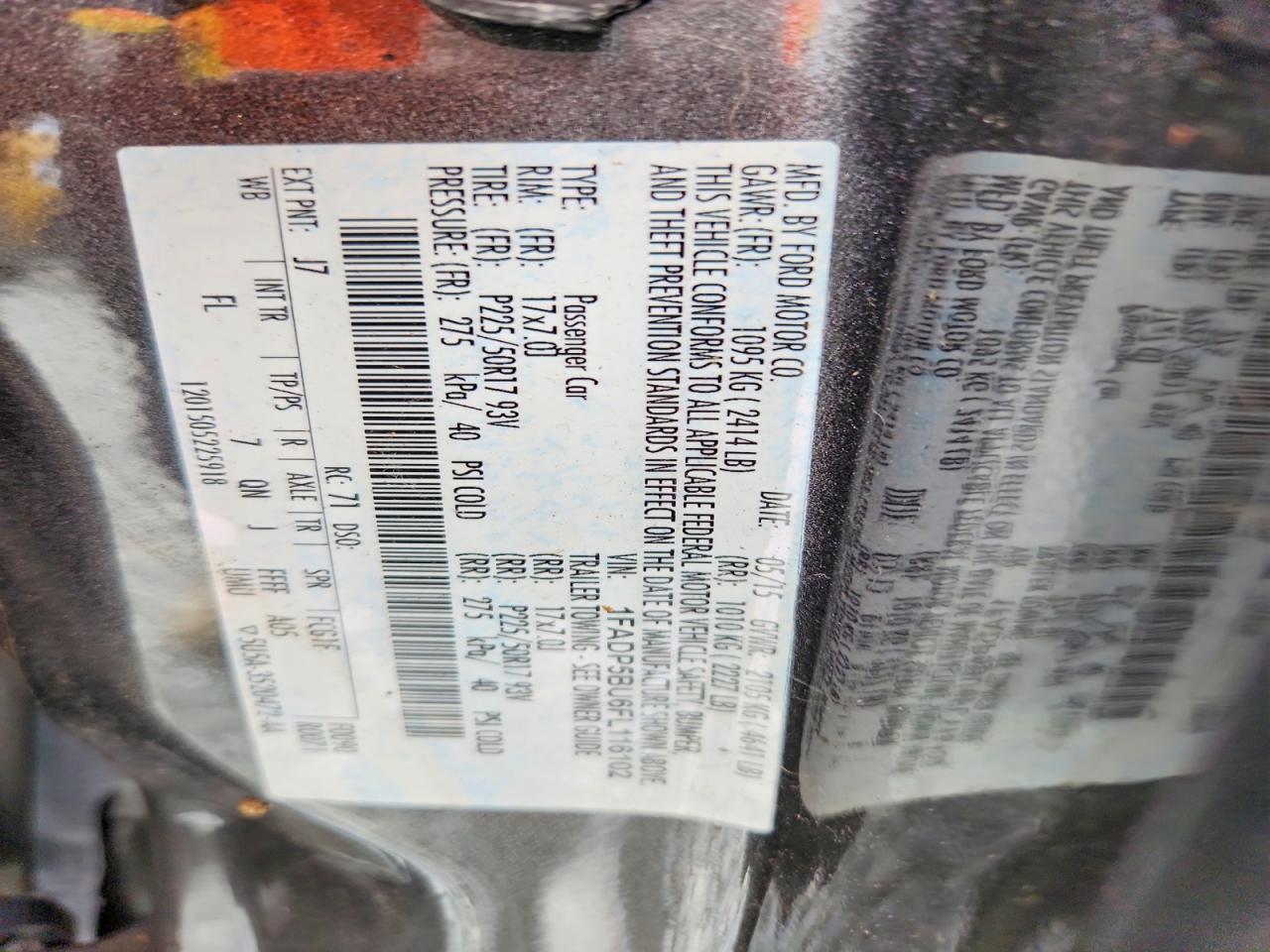 2015 Ford C-max Sel Charcoal vin: 1FADP5BU6FL116102