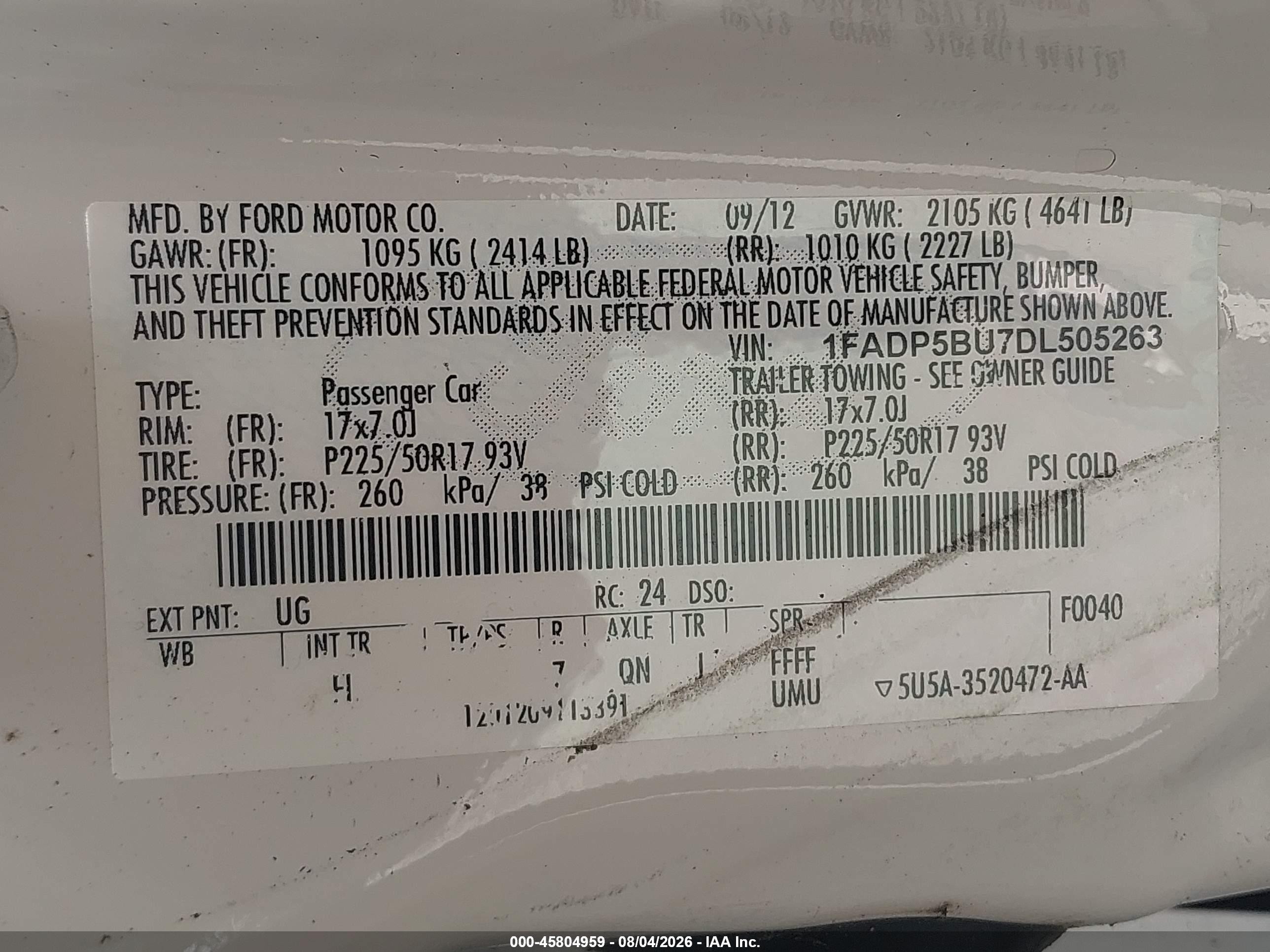 2013 Ford C-max Hybrid Sel White vin: 1FADP5BU7DL505263