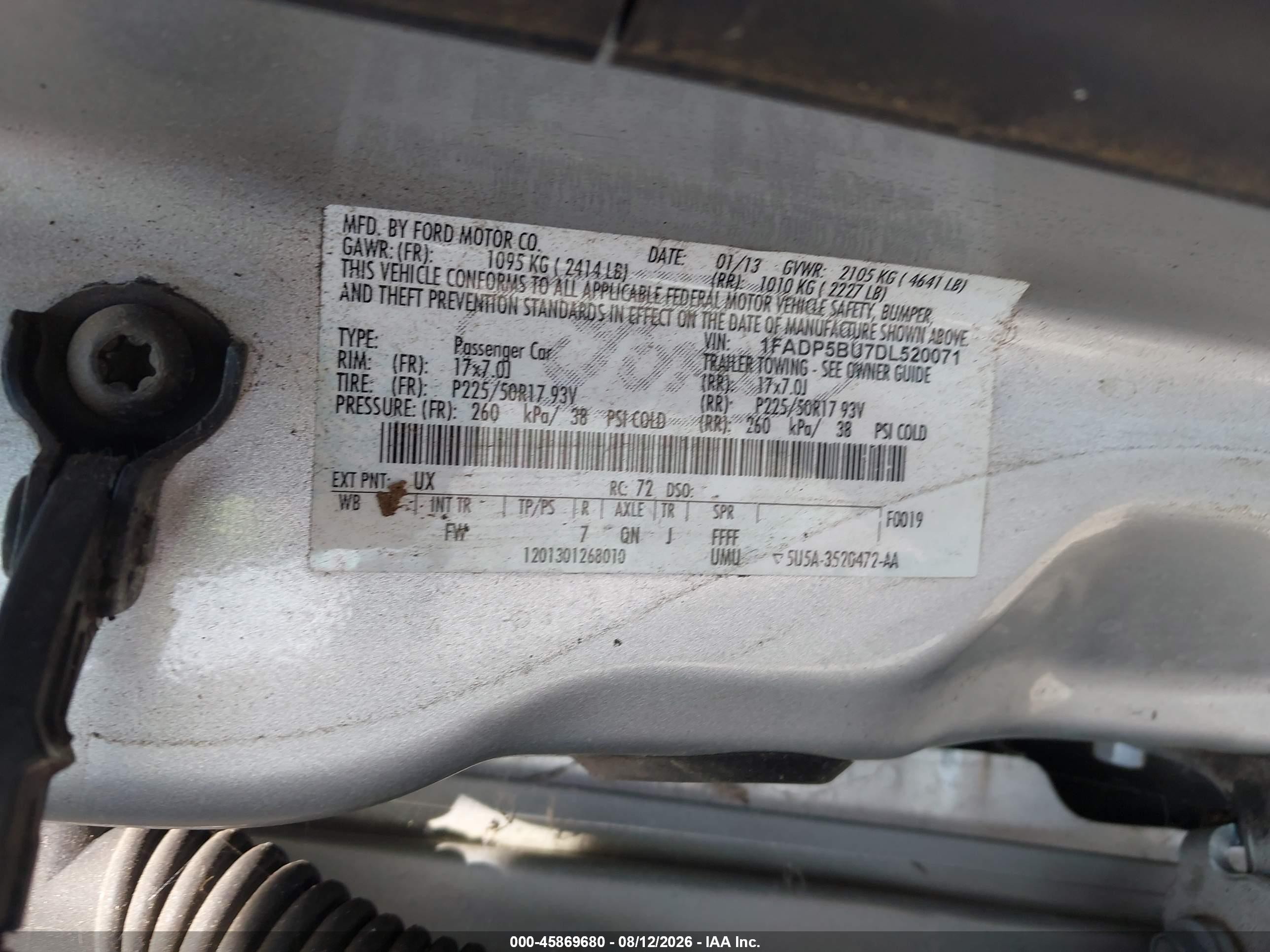 2013 Ford C-max Hybrid Sel Silver vin: 1FADP5BU7DL520071