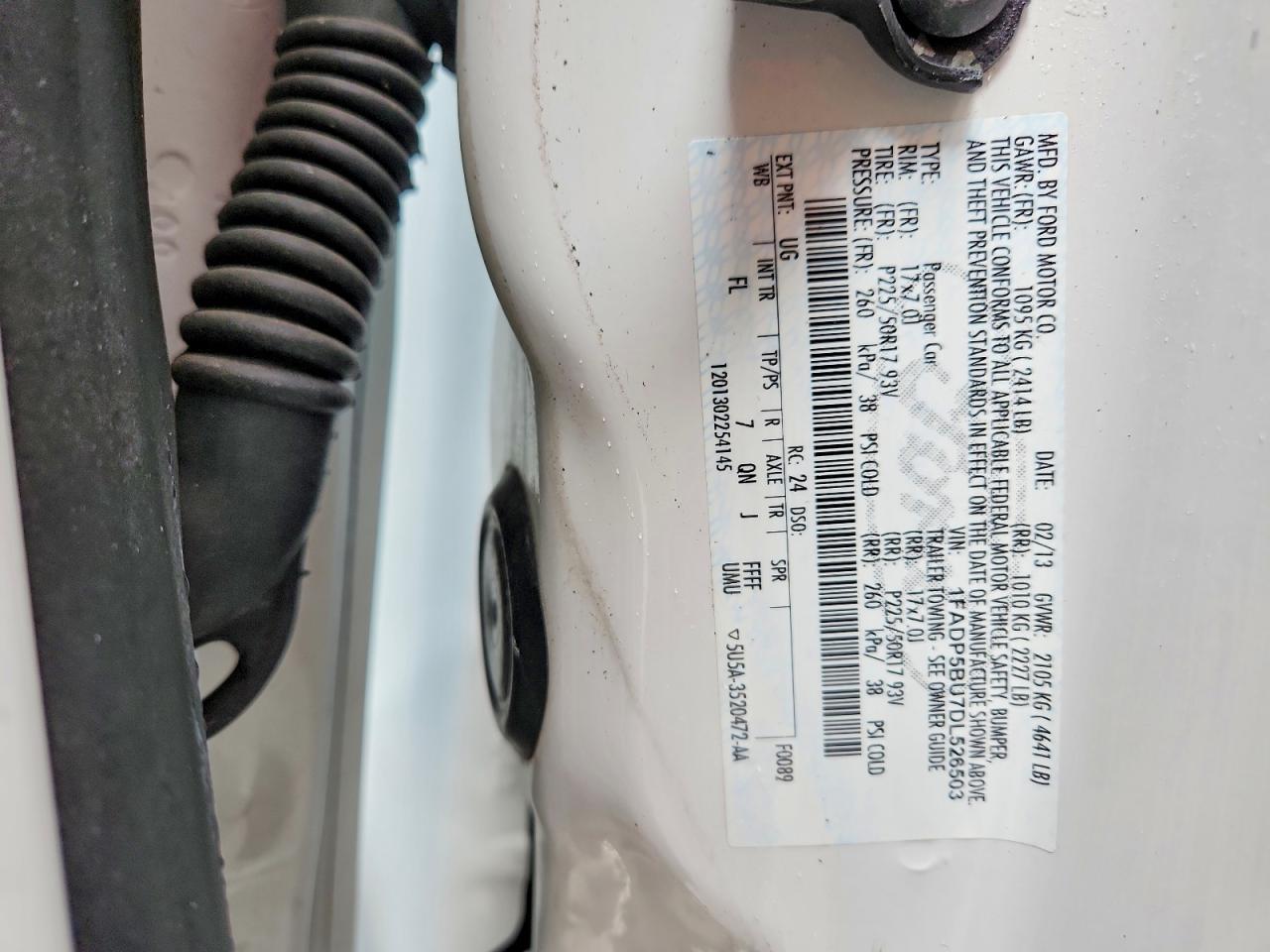 2013 Ford C-max Sel White vin: 1FADP5BU7DL526503
