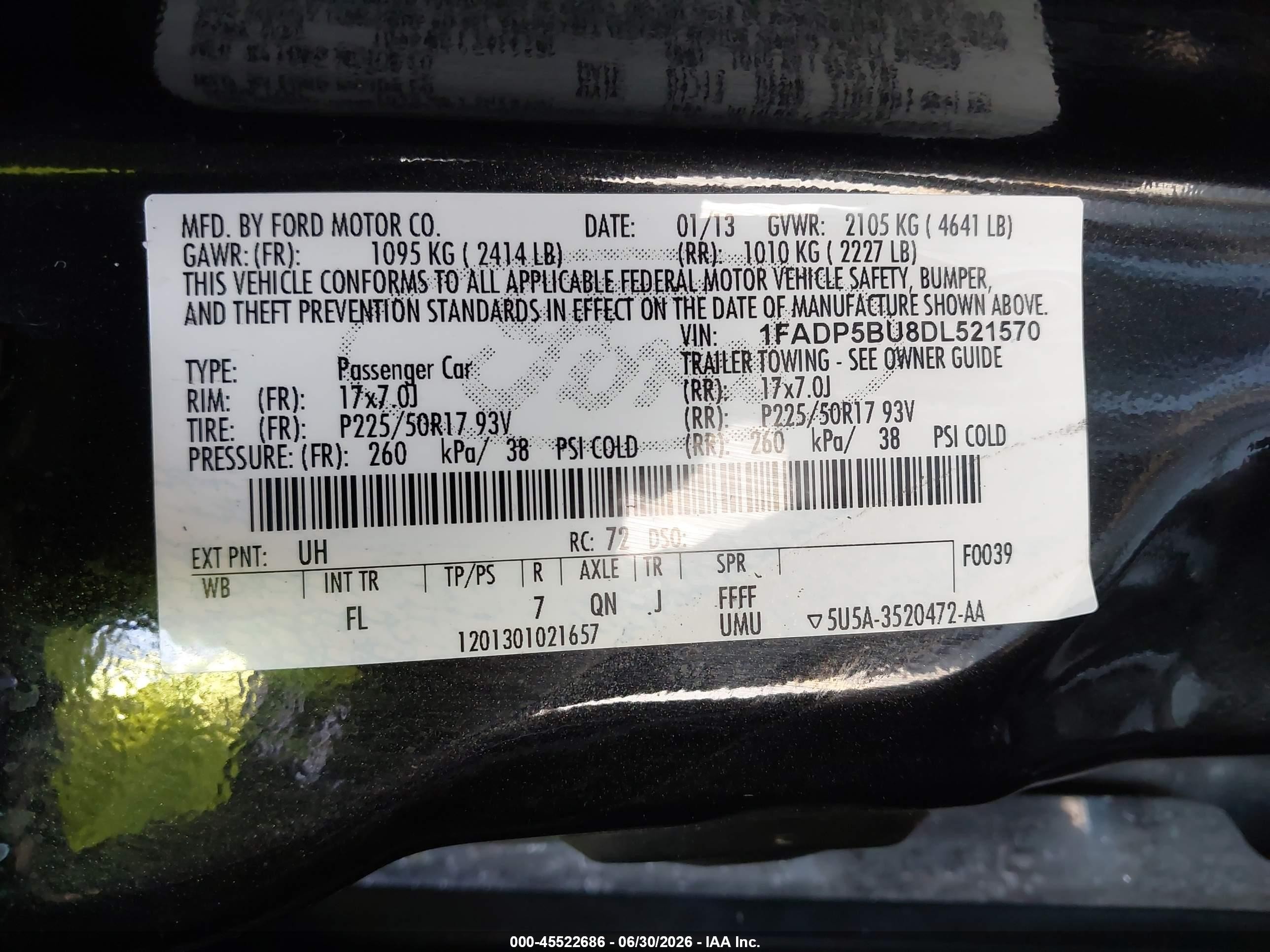 2013 Ford C-max Hybrid Sel Black vin: 1FADP5BU8DL521570
