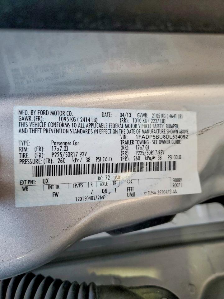 2013 Ford C-max Sel Silver vin: 1FADP5BU8DL534092