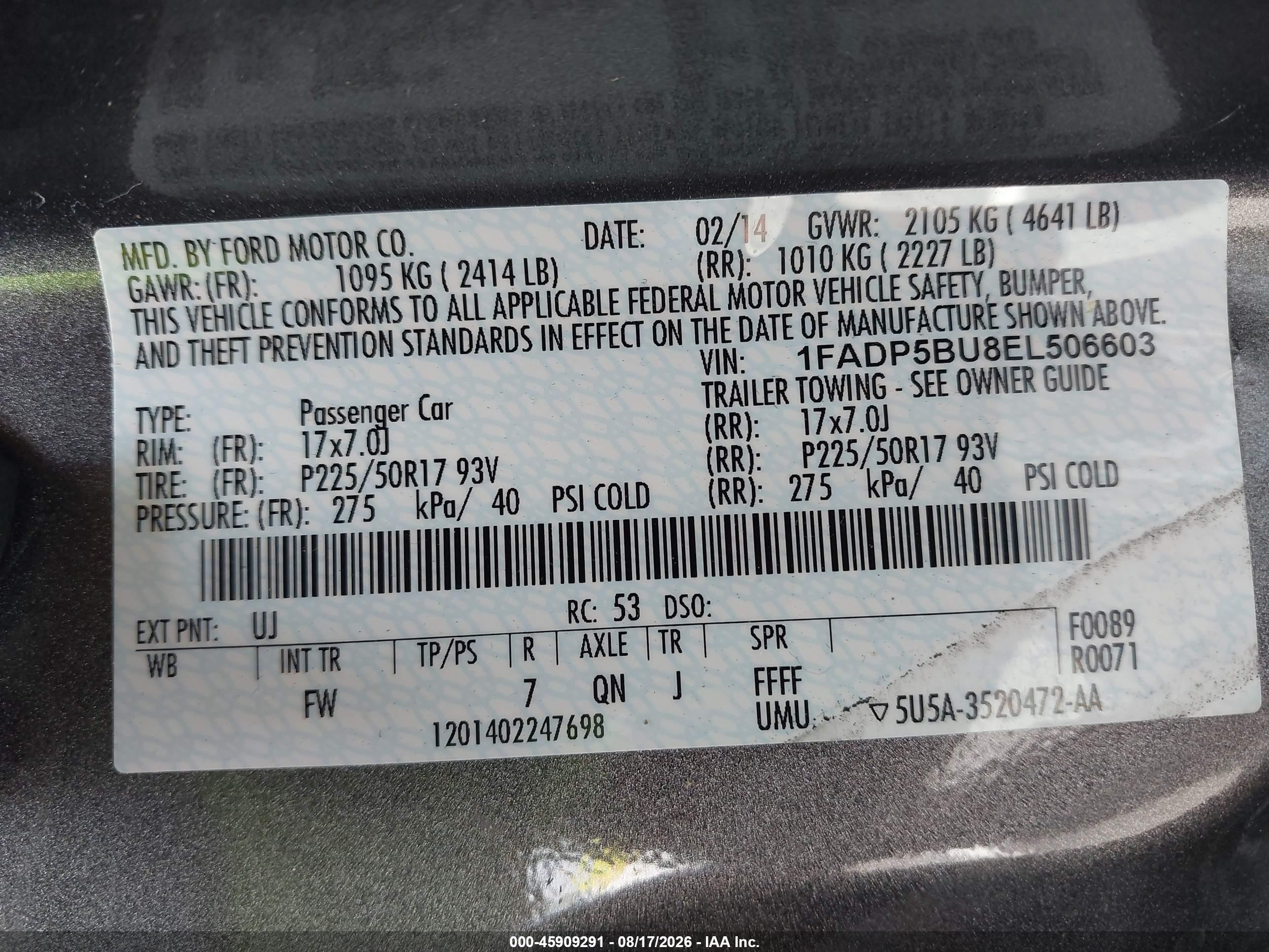 2014 Ford C-max Hybrid Sel Silver vin: 1FADP5BU8EL506603