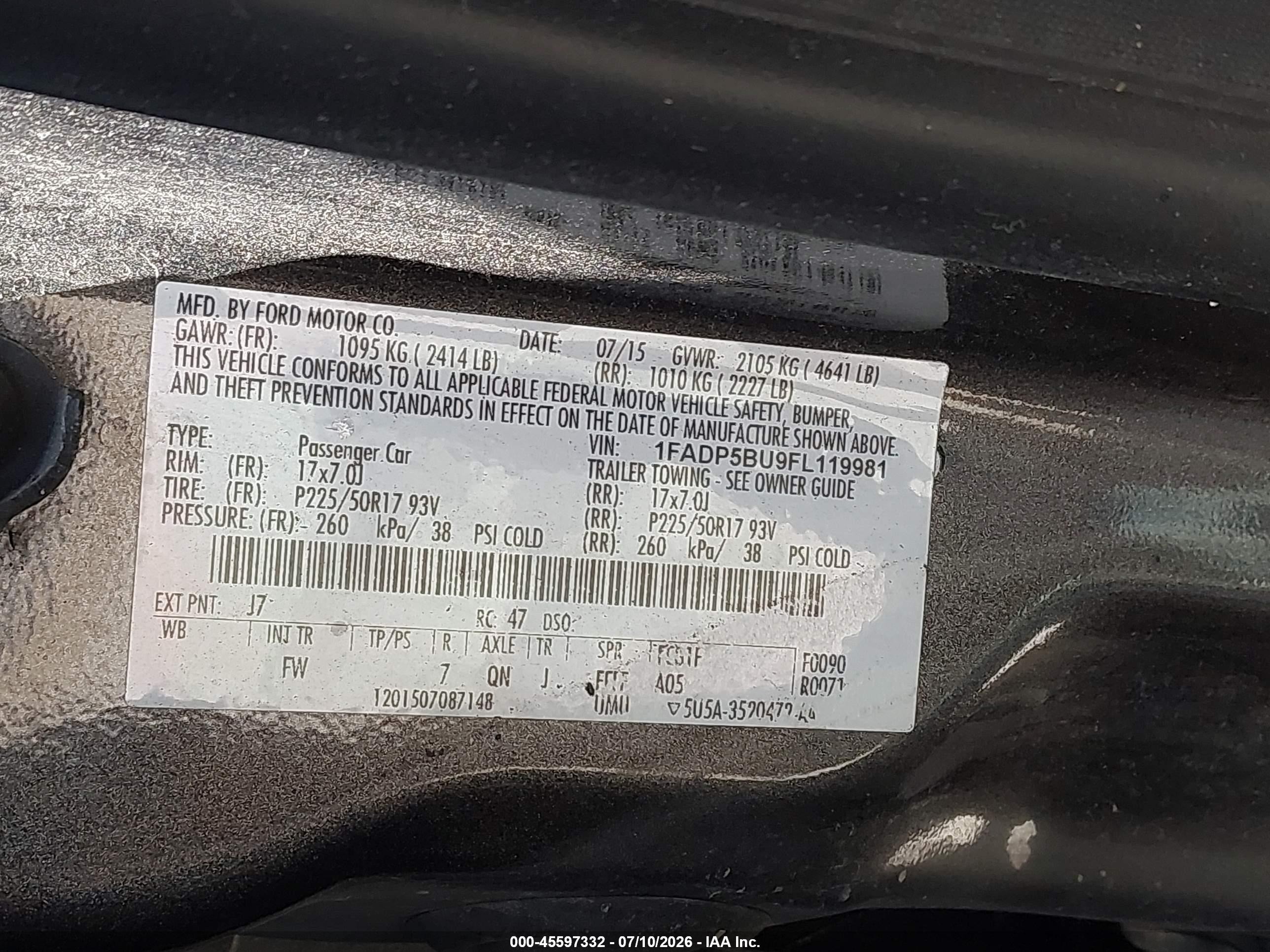 2015 Ford C-max Hybrid Sel Gray vin: 1FADP5BU9FL119981