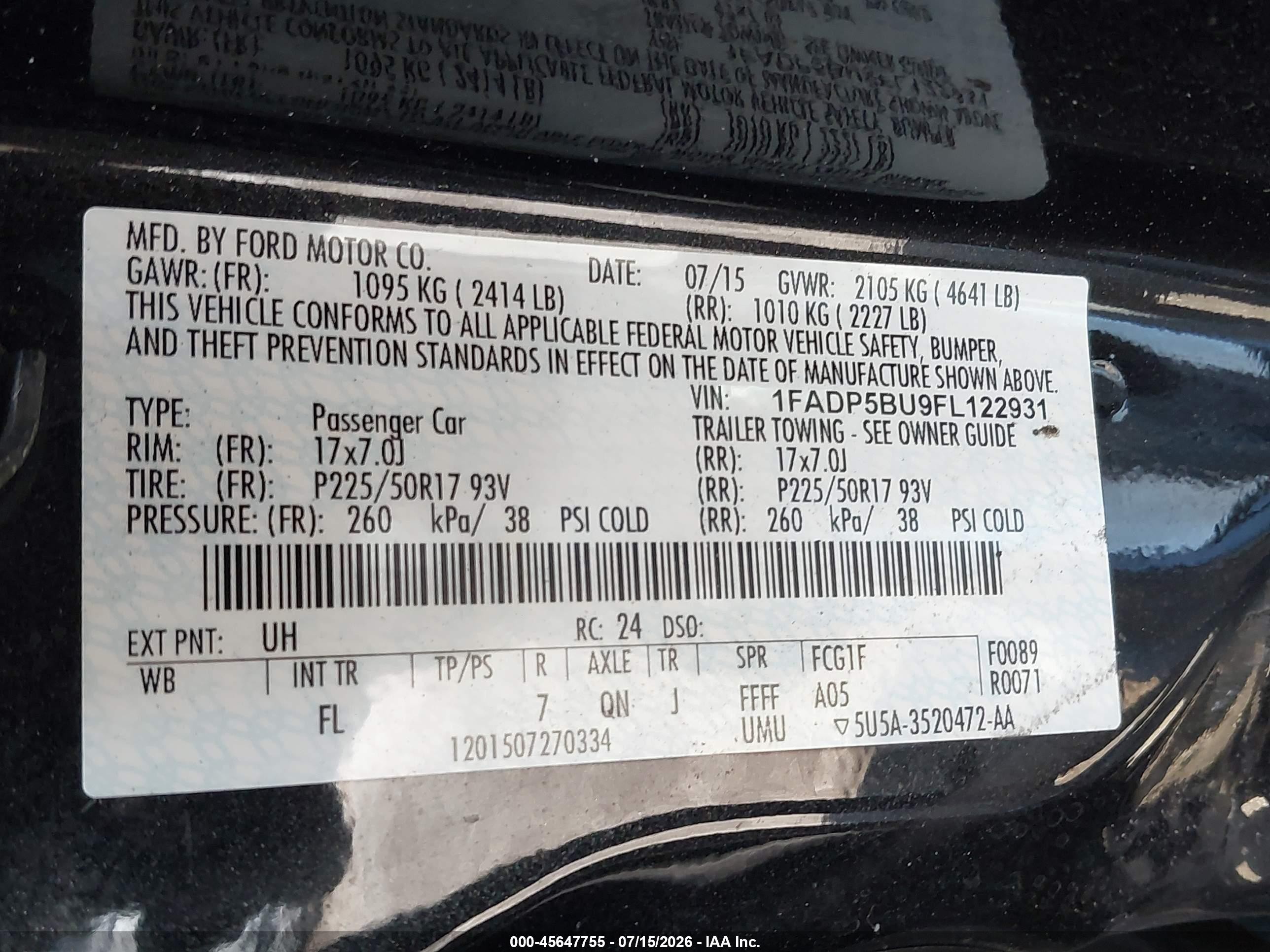 2015 Ford C-max Hybrid Sel Black vin: 1FADP5BU9FL122931
