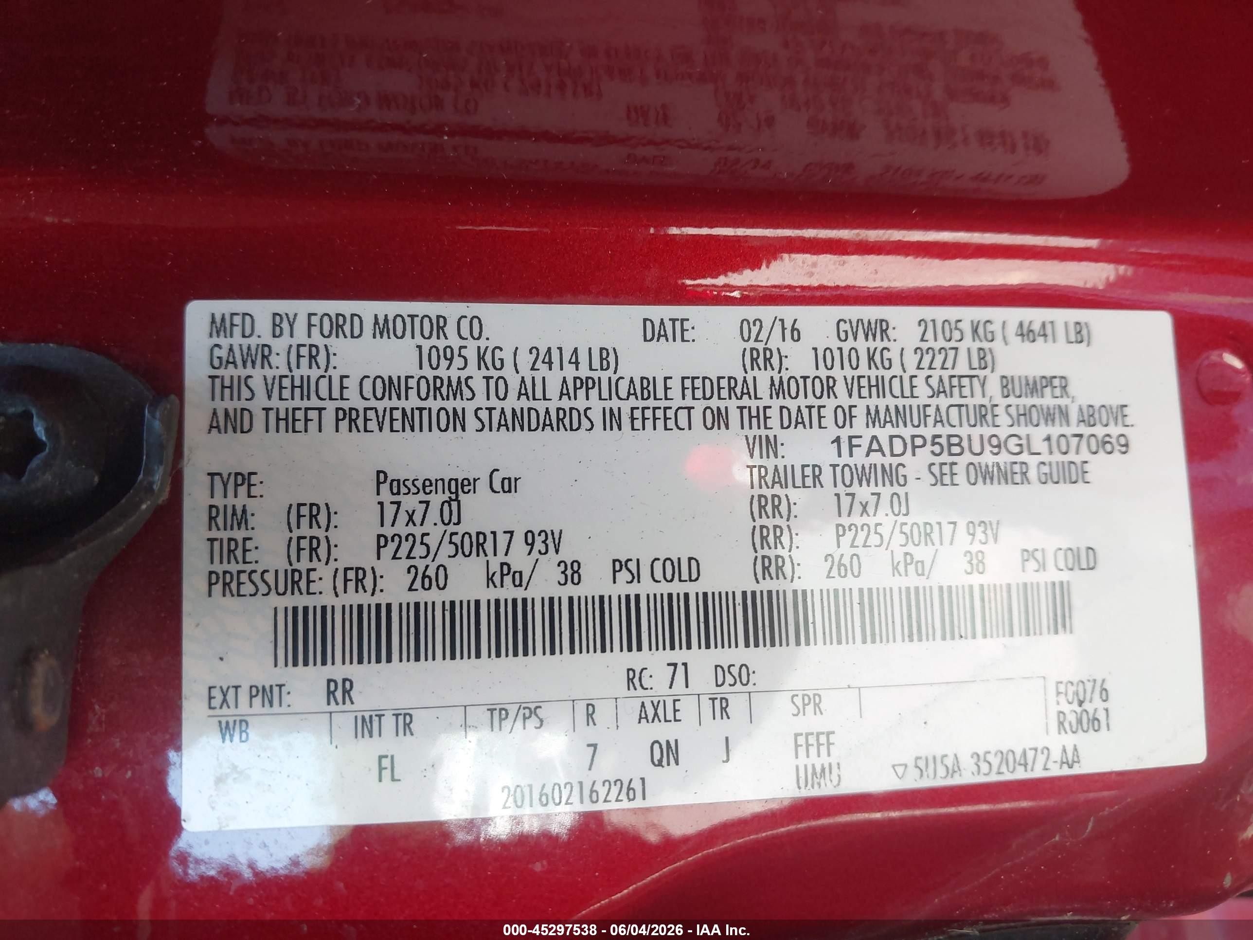 2016 Ford C-max Hybrid Sel Red vin: 1FADP5BU9GL107069